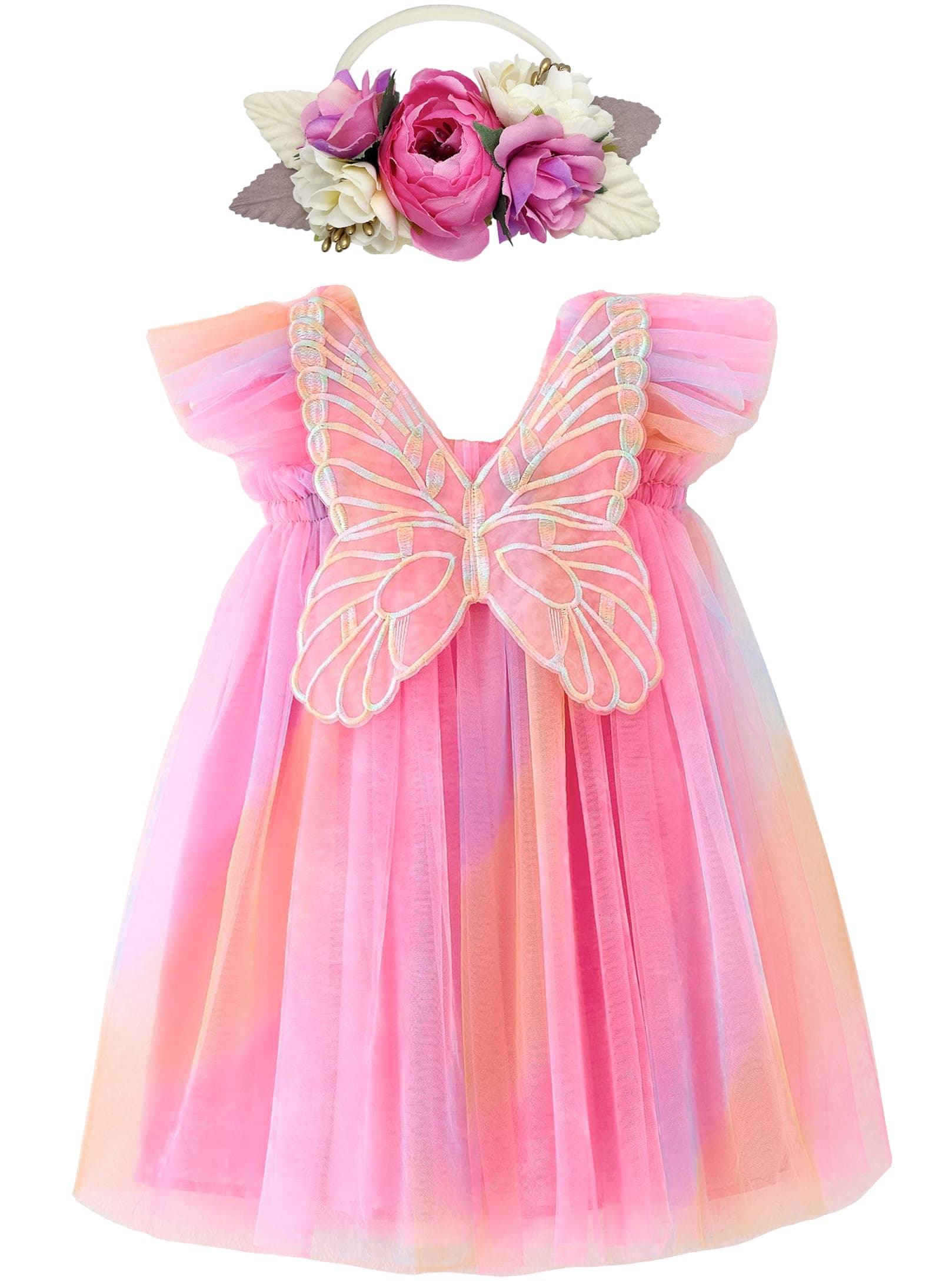 BGFKS Butterfly Wing Tutu Dress for Baby Girl,Toddler Princess with Headband