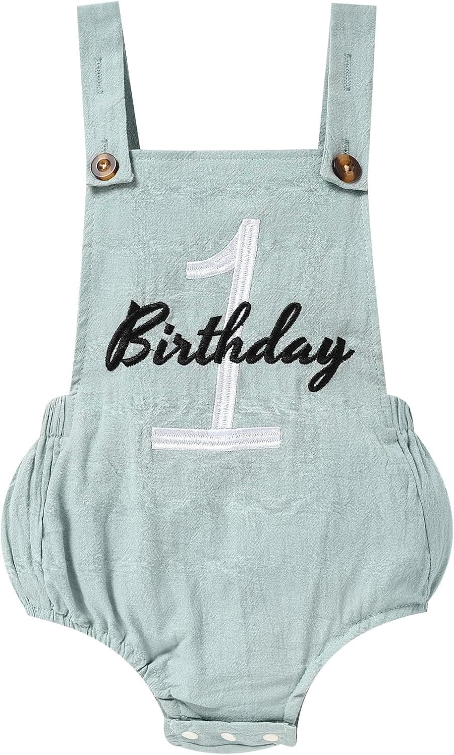Baby Boys Girls 1st Birthday Romper Baby First Birthday Outfit Boy Solid Color Jumpsuit Cake Smash Outfit