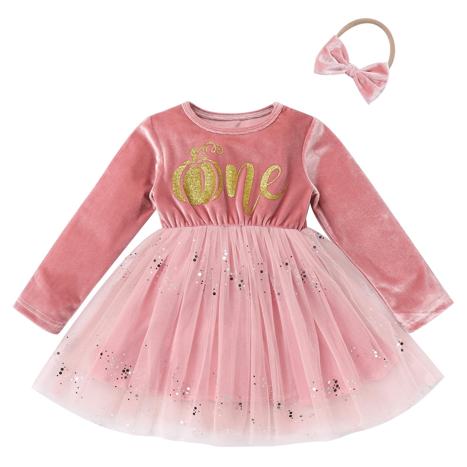 Velvet Snowflake Dress with Headband for Baby Girls' 1st Birthday Cake Smash Photos