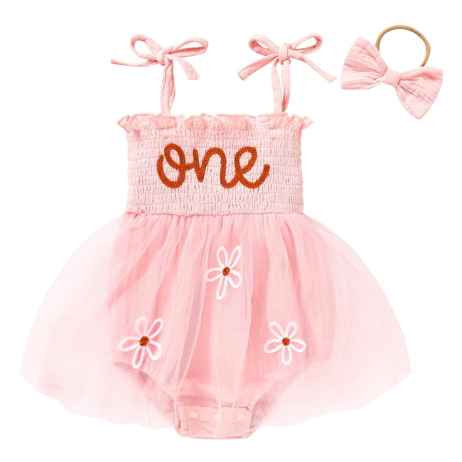 Baby Girl 1st Birthday Tulle Romper Cake Smash Outfits