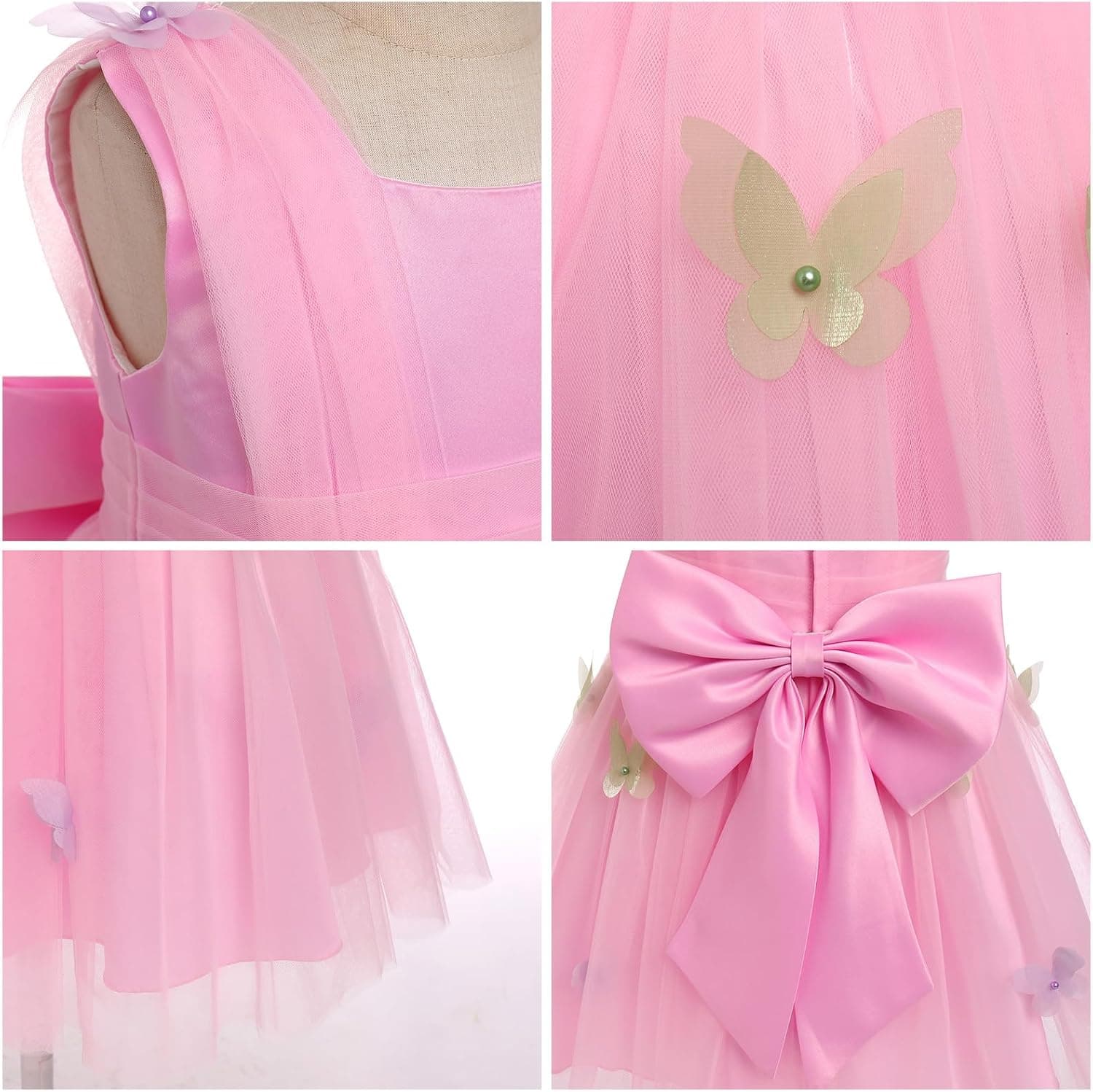 Toddler Baby Girls Butterfly Birthday Dress High Low Tulle Christening Formal Wedding Party Tulle Dresses Photo Shoot