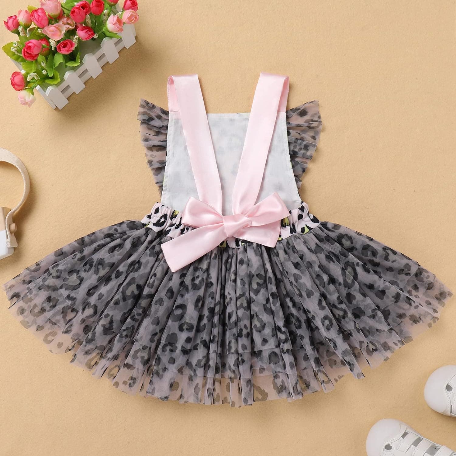 Toddler Baby Girl 1st Birthday Outfit Tulle Romper Princess Tutu Dress Crown Headband Cake Smash Photo Shoot Clothes