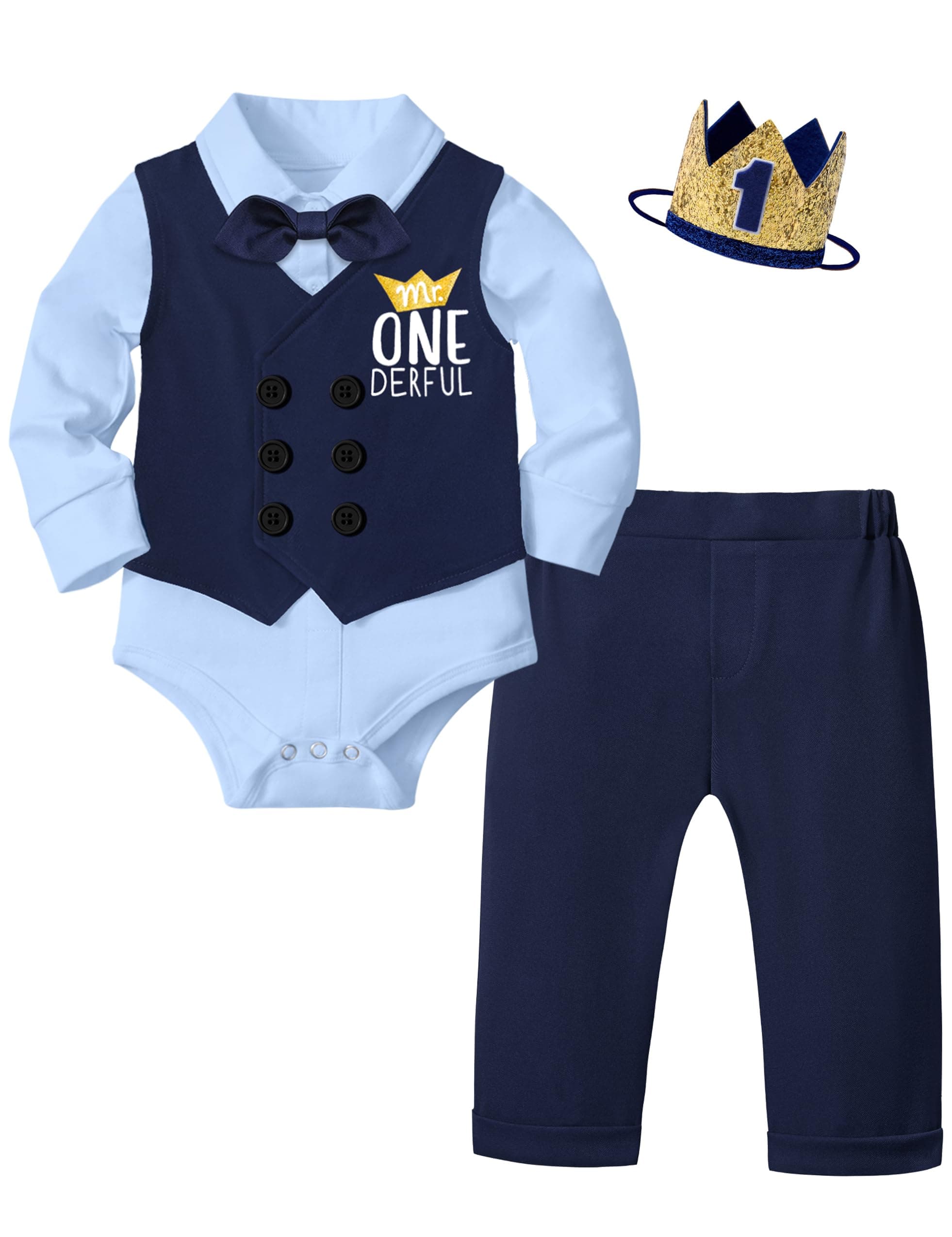 Mr Onederful 1st Birthday Boy Outfit 5Pcs Suit