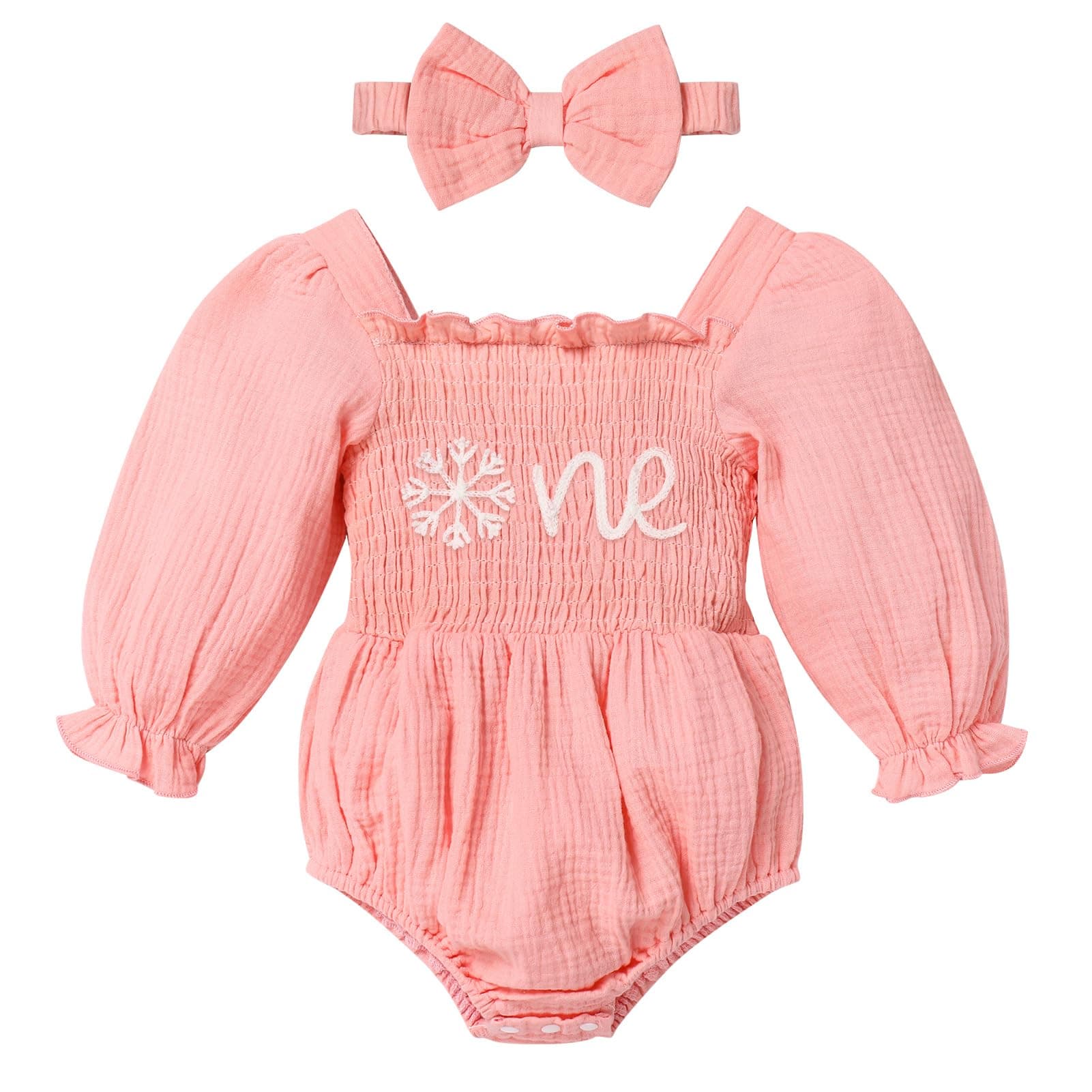 Baby Girl 1st Birthday Outfit: Pumpkin & Snowflake Romper