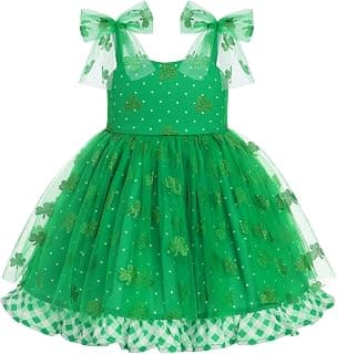 Toddler Kids Girl St Patricks Day Dress Shiny Shamrock Confetti Tutu Birthday Party Photo Shoot Outfit 1-6T