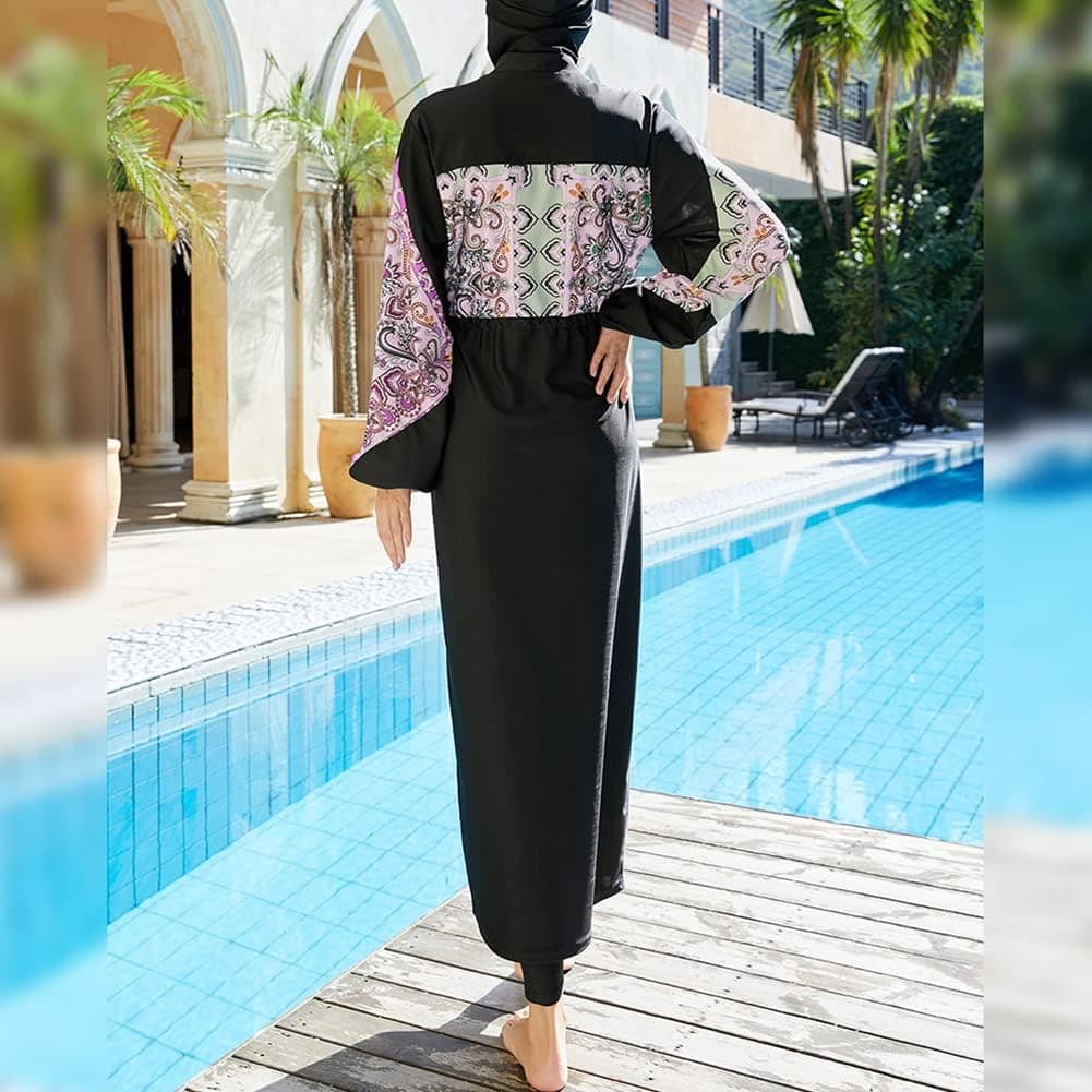 Women Muslim Burkini Swimsuits Modest Swimwear Islamic Long Sleeve Full Cover Hijab Dress Top Swim Pants ​Bathing Suit