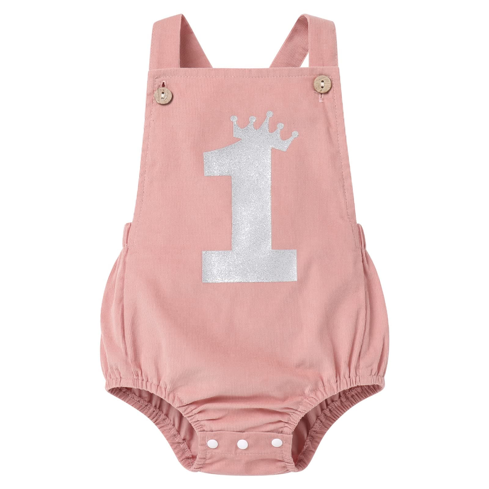 Boho 1st Birthday Outfit for Baby Girls and Boys: Backless Overalls Romper