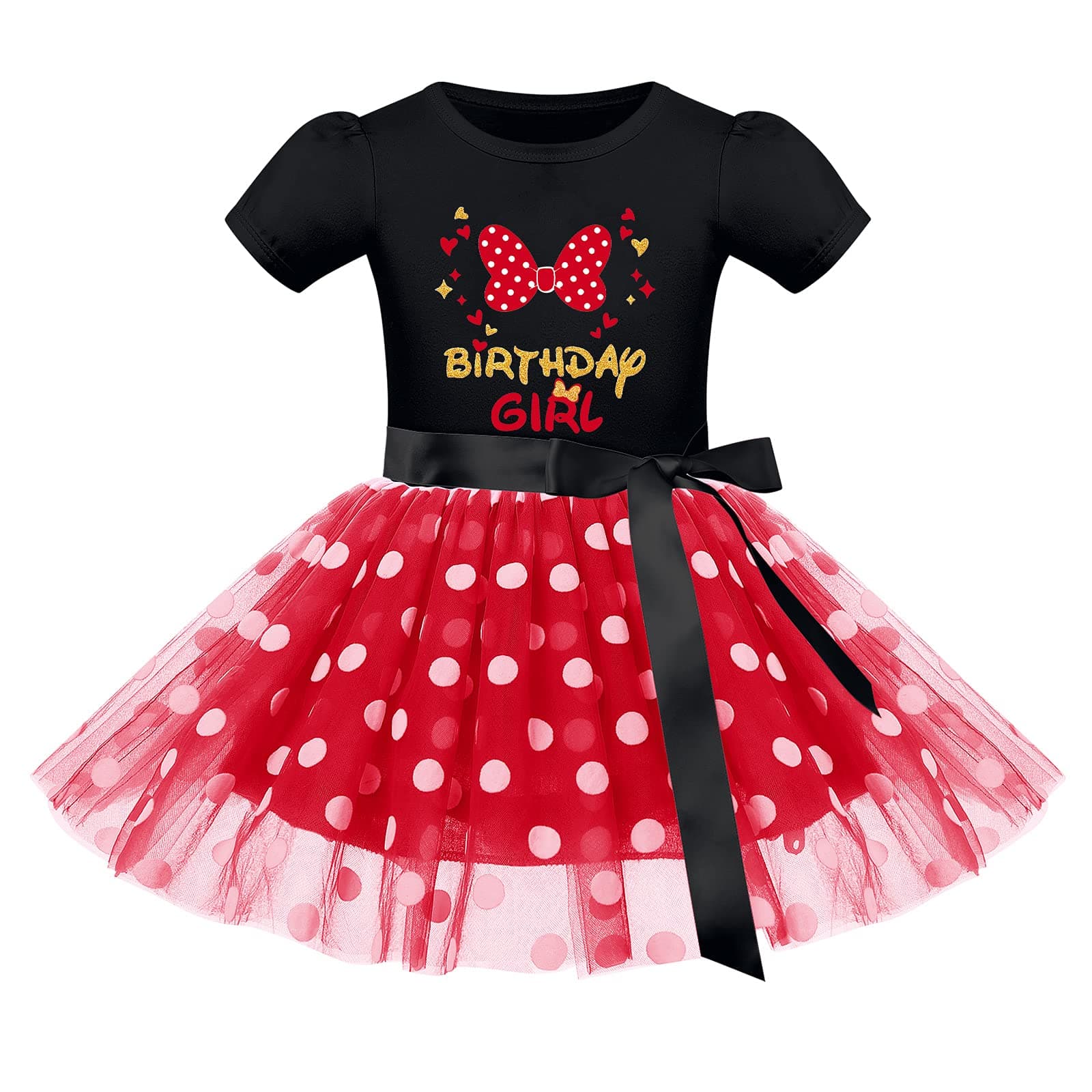 IMEKIS Girls Polka Dots Dress Headband Cake Smash Halloween Costume