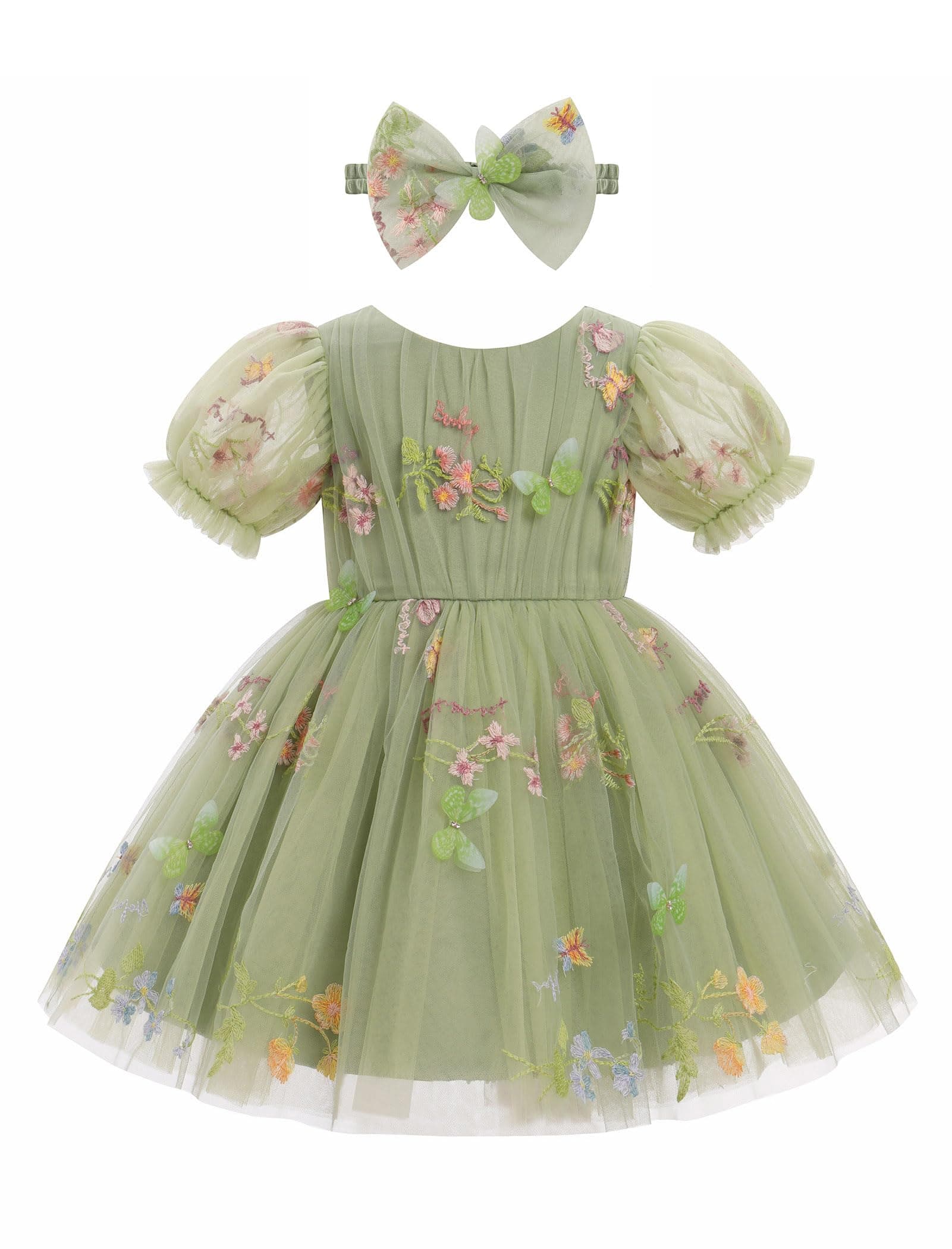 IMEKIS Toddler Girls Sparkle Butterfly Mesh Sleeve Dress