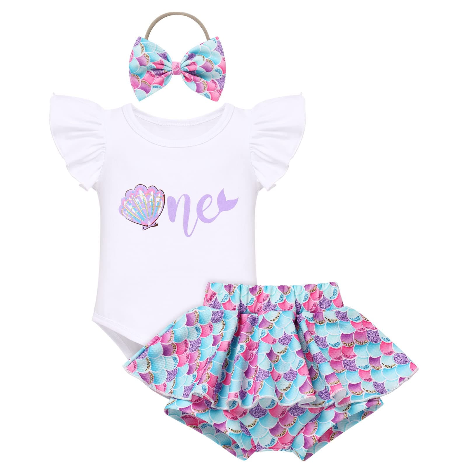 FYMNSI Baby Girls Sunflower Peach 1st Birthday Romper + Shorts + Headband for Cake Smash Photo Props