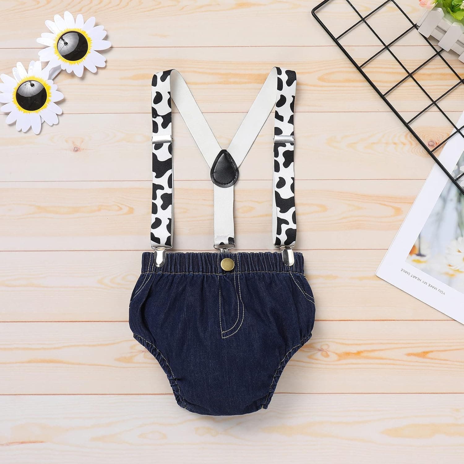 Baby Boys 1st Birthday Cake Smash Outfit Cowboy Bowtie Romper + Shorts Pants + Headband Photo Shoot Clothes Sets