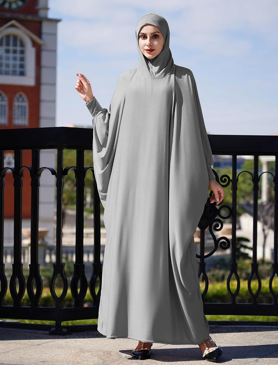 One-piece Muslim Abaya Prayer Hijab Dress Kaftan Islamic Long Sleeve Islamic Jilbab Cover Up Praying Modest Dress Robe