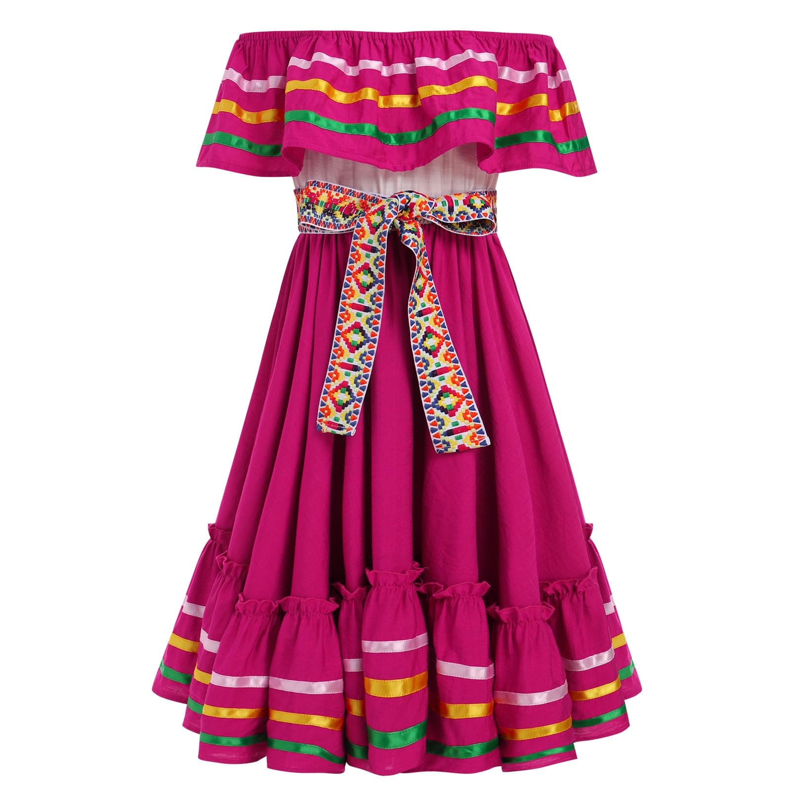 Traditional Mexican Embroidered Floral Dress for Toddler Girls Fiesta Birthday Outfit 4-10T