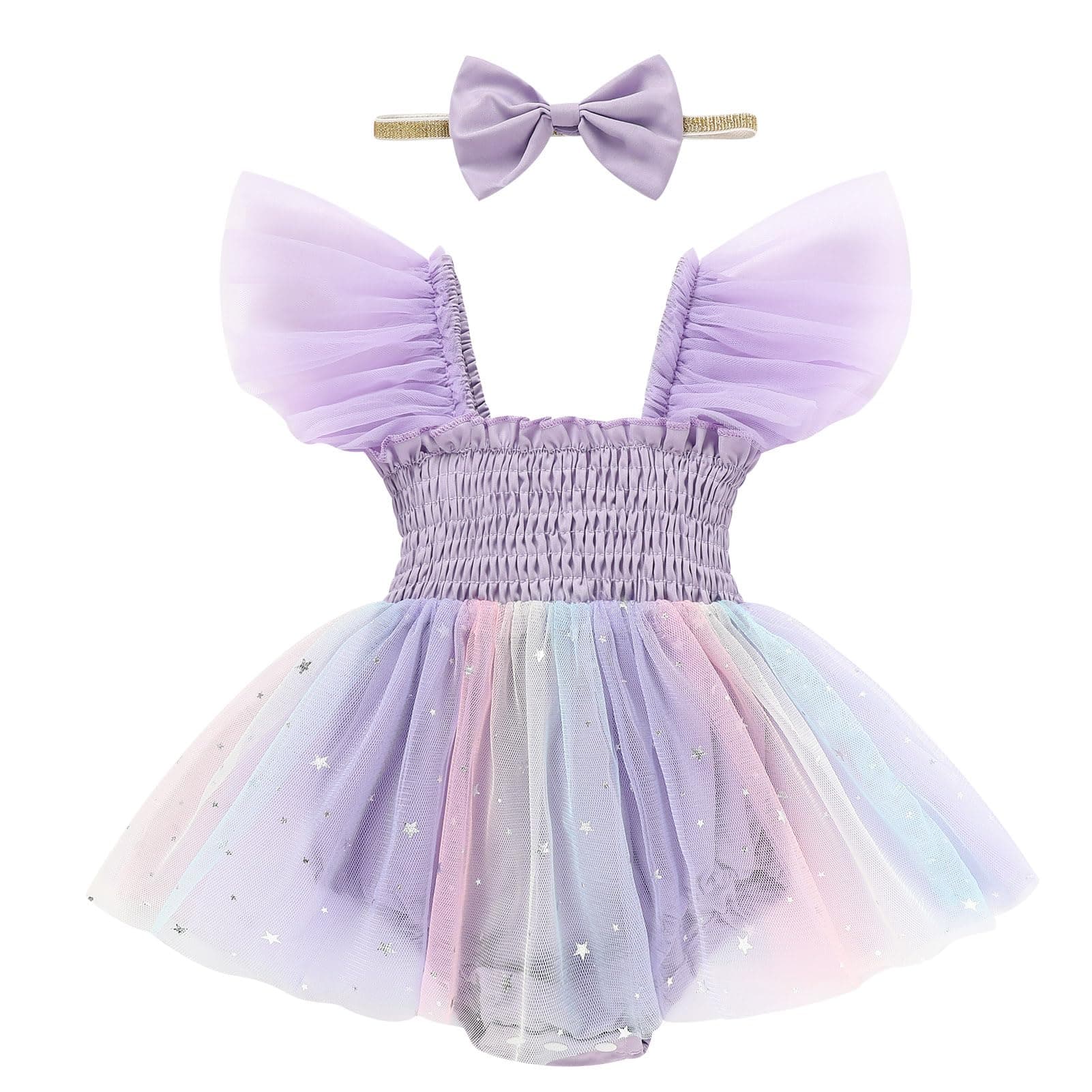 Ruffe Infant Tulle Romper Sleeveless Baby Girl Outfit 0-18M