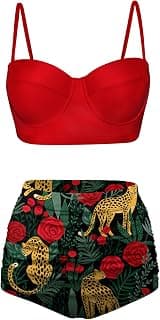 Women Vintage Polka Dot High Waisted Bathing Suits Bikini Set