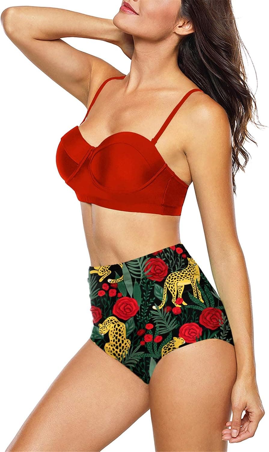Women Vintage Polka Dot High Waisted Bathing Suits Bikini Set