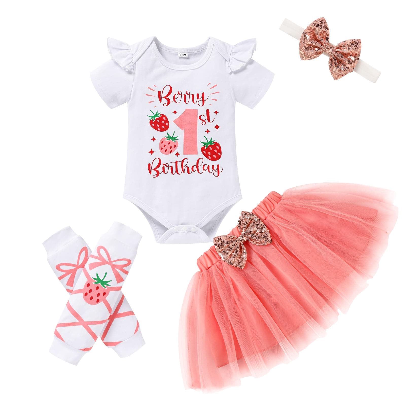 GRNSHTS Toddler Girl 1st Birthday Smash Cake Outfit with Tutu Skirt and Headband