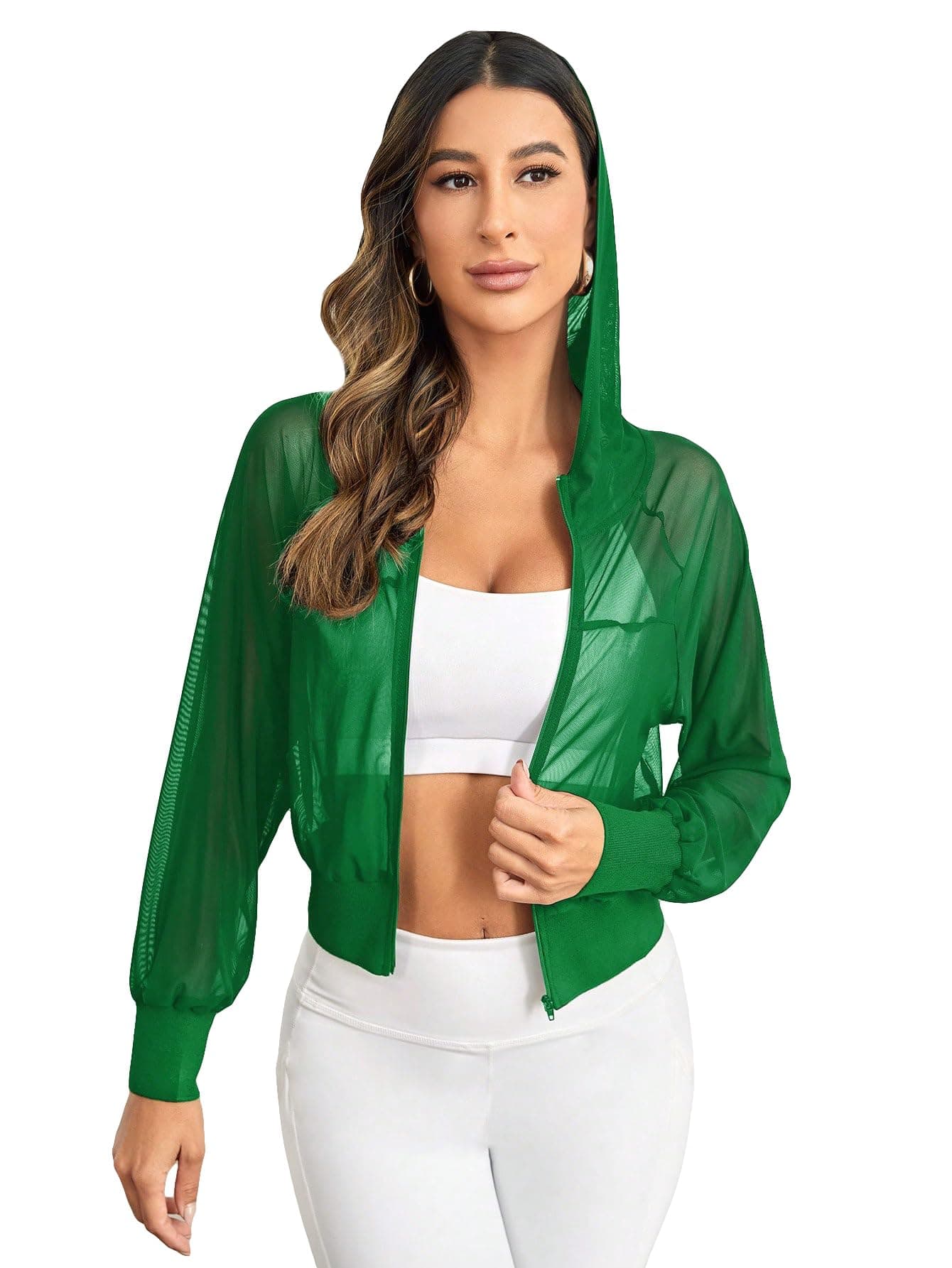 Mesh Sports Jacket Crop Top