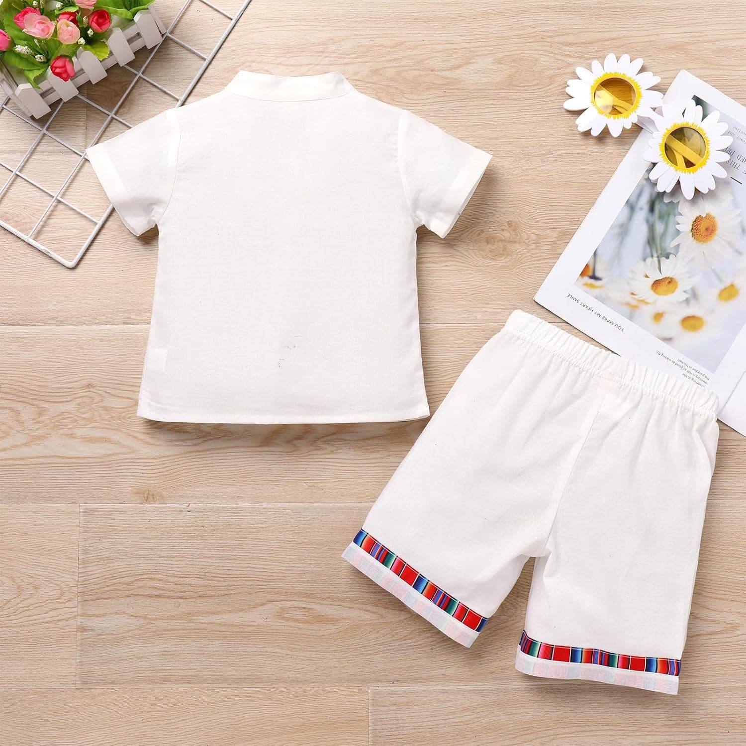 Toddler Kids Boys Mexican Outfit Traditional Traditional Ethnic Wear Shirts with Shorts Birthday Party Clothes