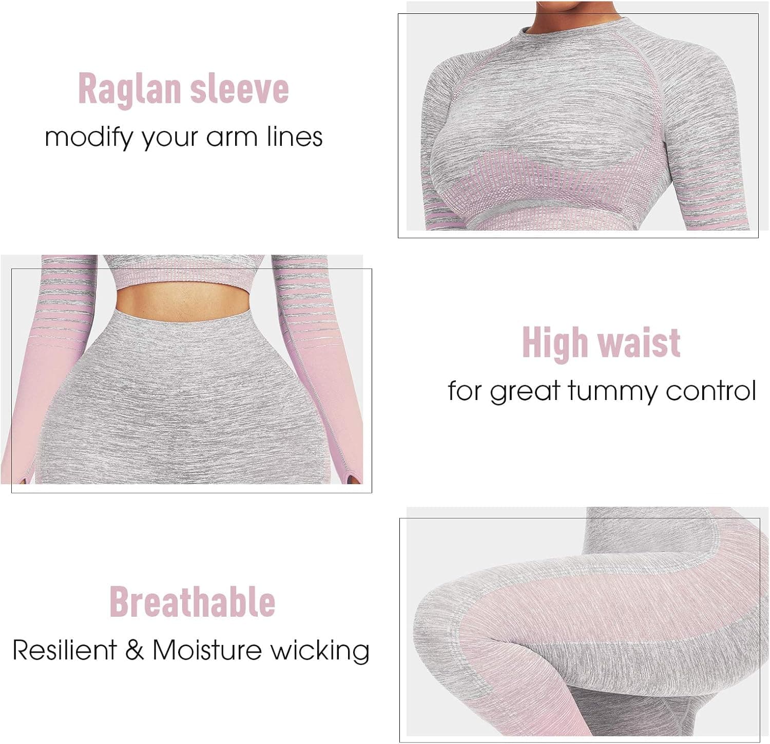 Workout Sets for Women 2 Piece High Waist Seamless Leggings and Crop Top Yoga Outfit