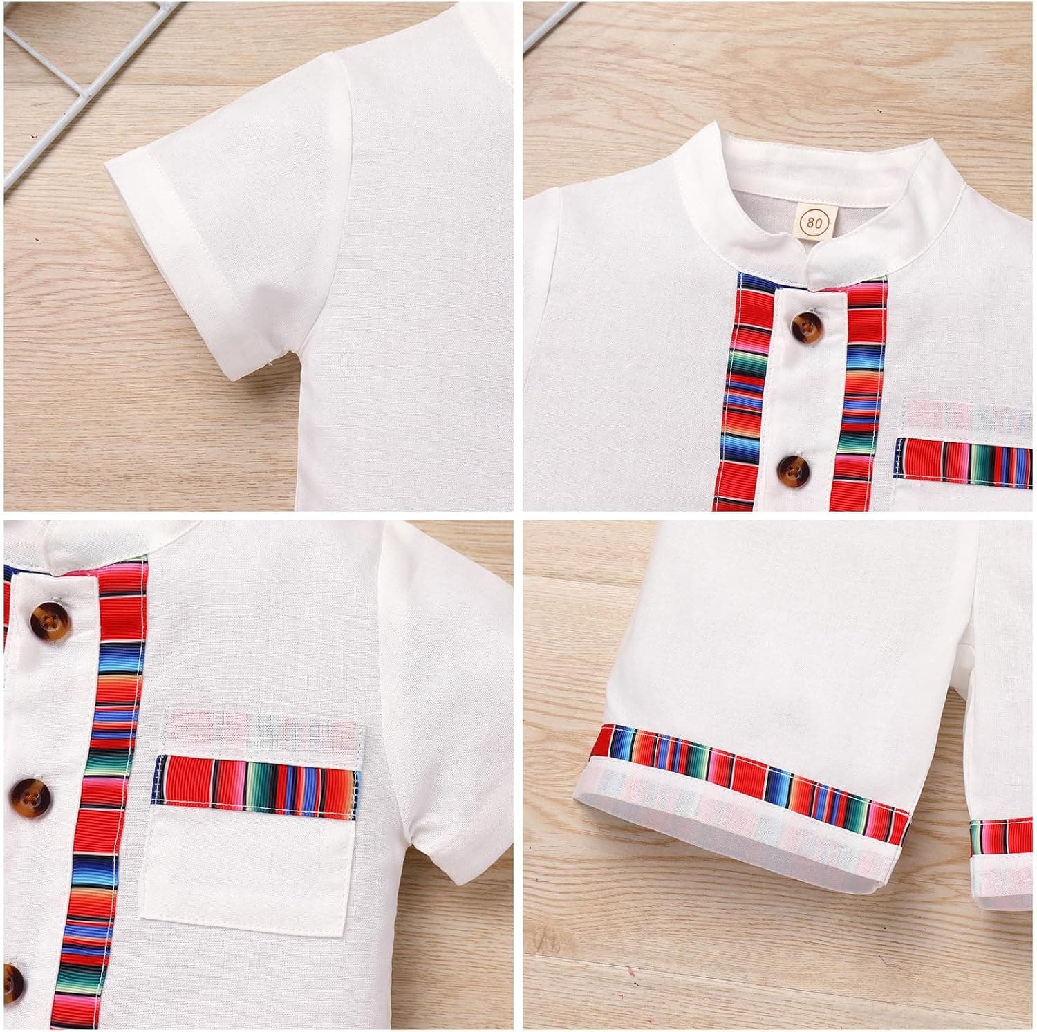 Toddler Kids Boys Mexican Outfit Traditional Traditional Ethnic Wear Shirts with Shorts Birthday Party Clothes