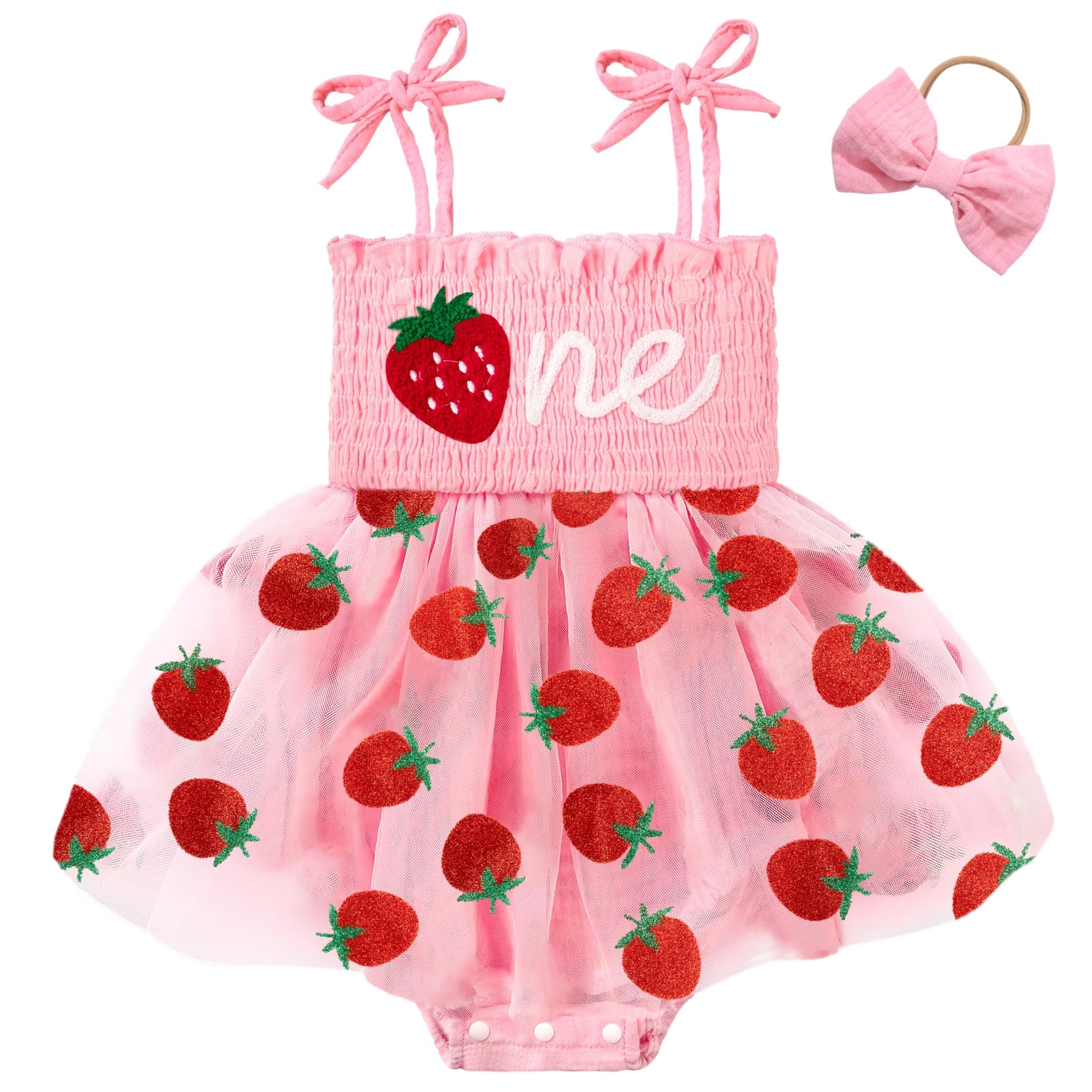 HONGTEYA Baby Girl 1st Birthday Outfit Lace Romper Summer Dress