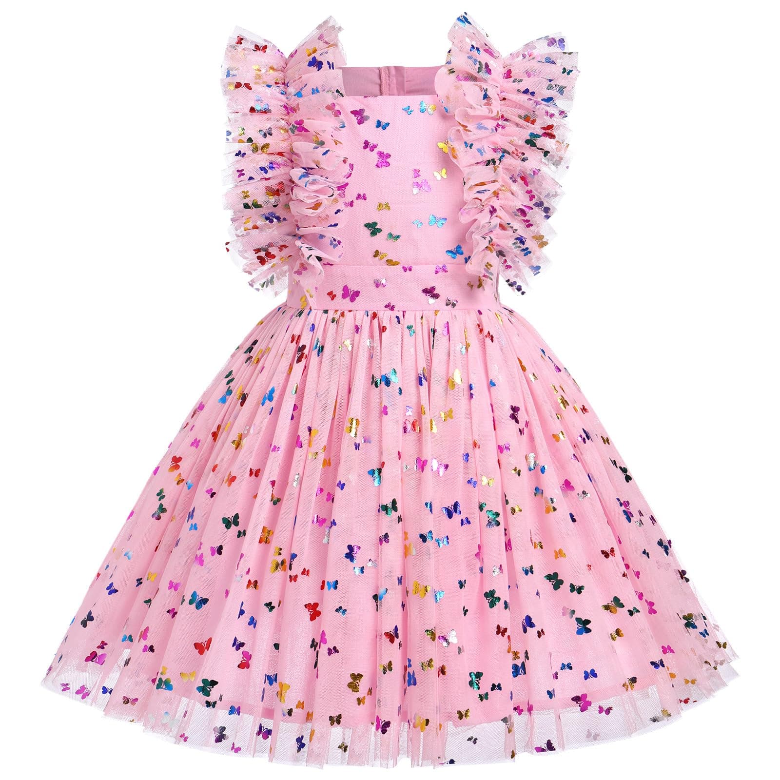 IBTOM CASTLE Girls' Butterfly Daisy Polka Dots Tulle Birthday Dress