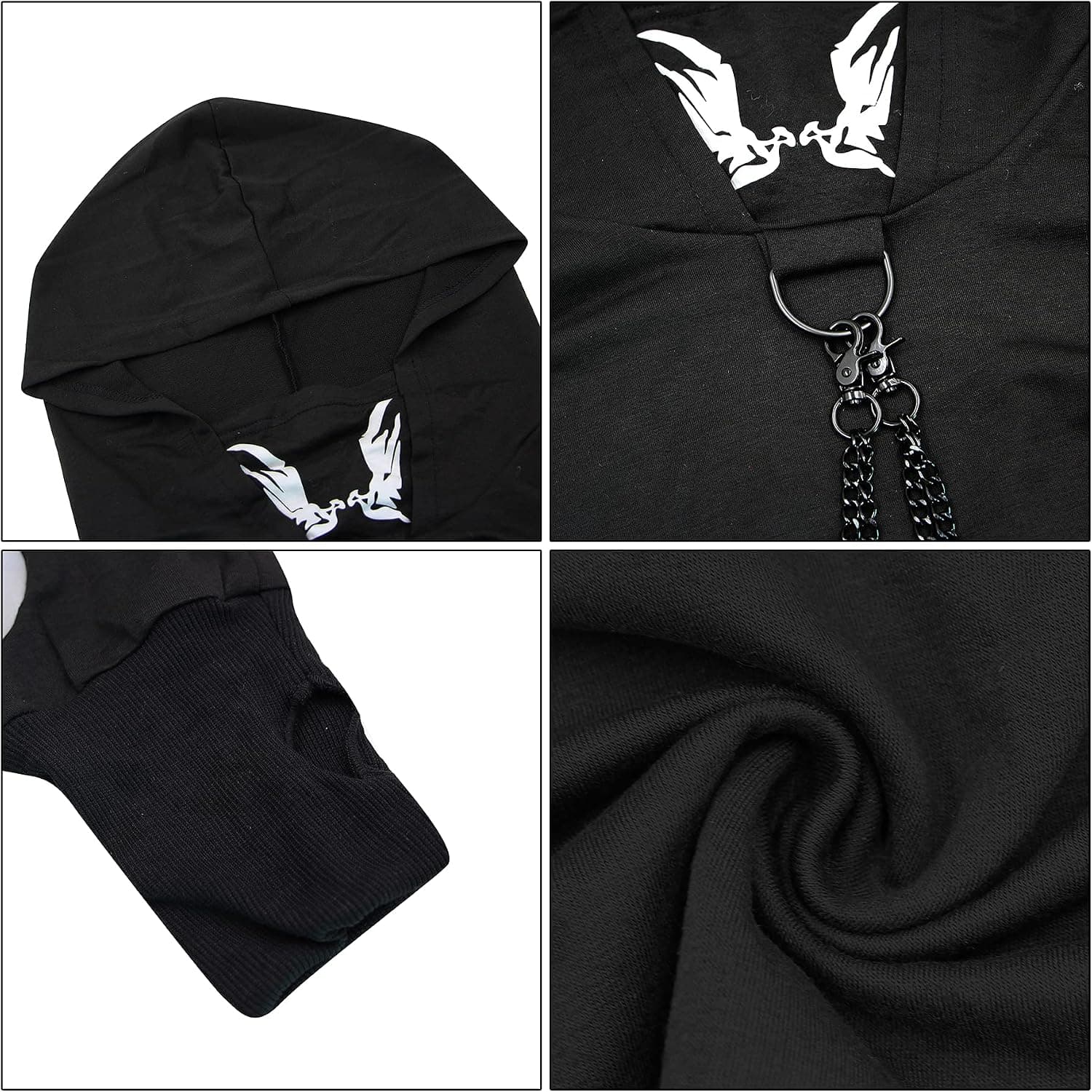 Women Sexy Off Shoulder Gothic Punk Lace Hoodie Crop Top Long Sleeve Bandage Sweatshirt for Rave Halloween Costume
