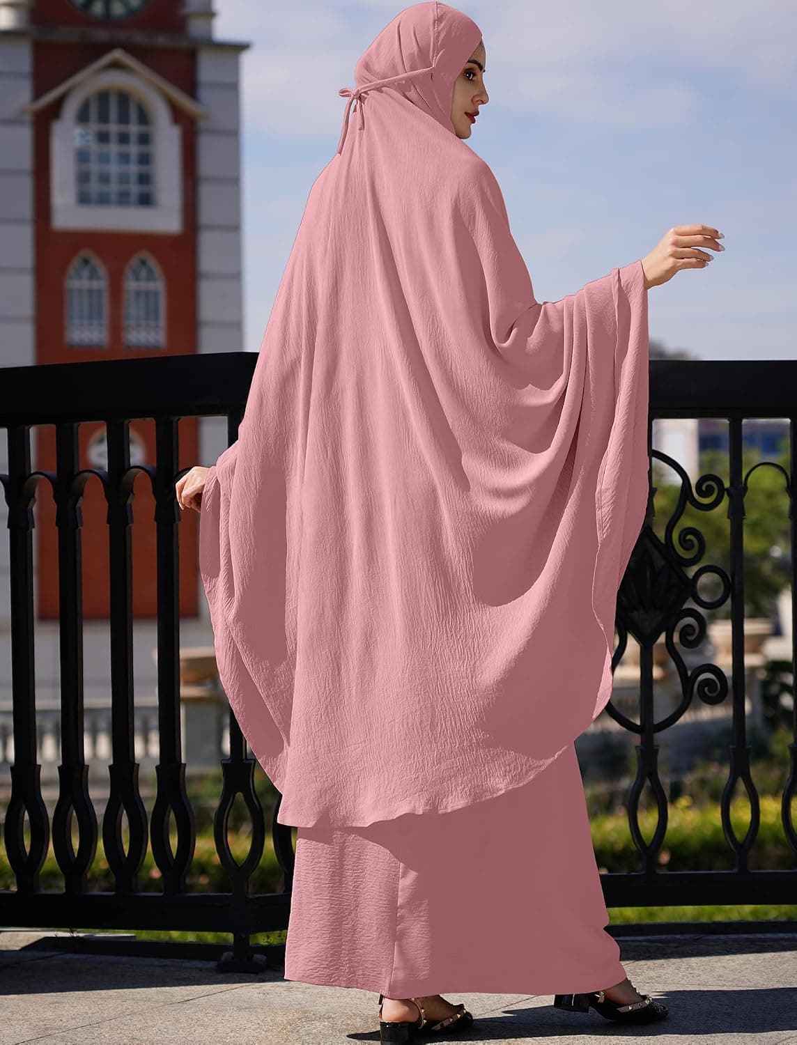 Muslim Ramadan Abaya Prayer Clothes For Women Two Piece Ramadan Hijab Dress and Loose Skirt Set Kaftan Islamic Robe