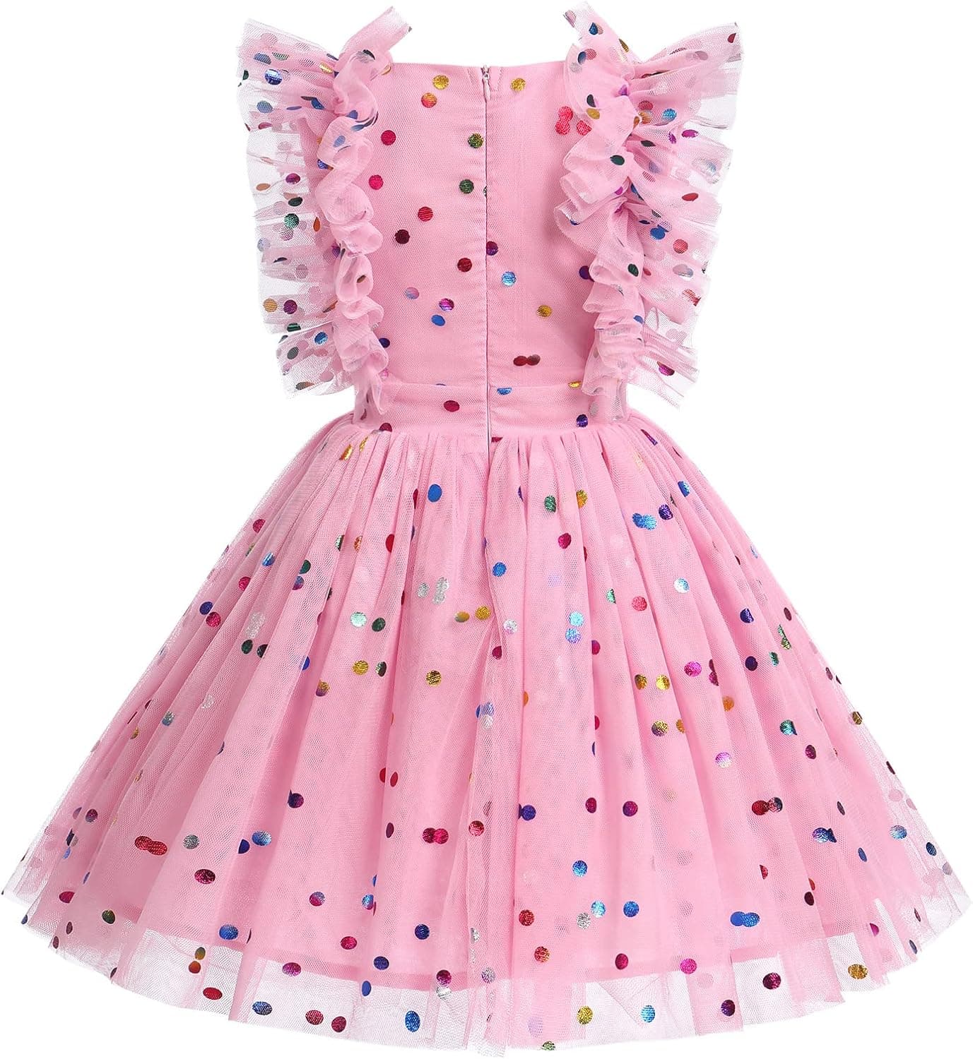 Kids Girls Confetti Birthday Princess Dress Ruffle Sleeve Boho Cake Smash Photo Shoot Outfit 3-10T