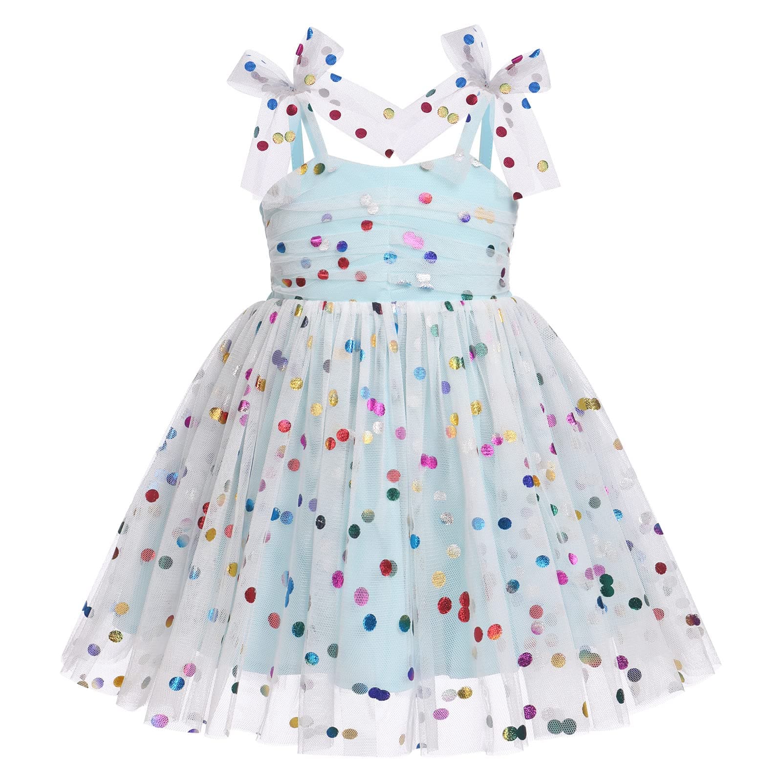 Toddler Girl Birthday Princess Dress with Shiny Confetti - Boho Rainbow Cake Smash Outfit (1-6T)
