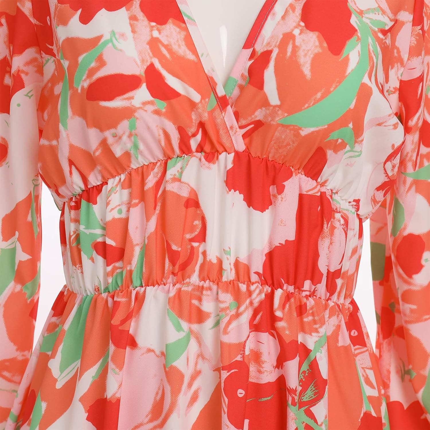 Causal Boho Dress for Women Long Sleeve V Neck Floral Printed Fall Maxi Dress Wedding Guest Formal Party Flowy Dresses