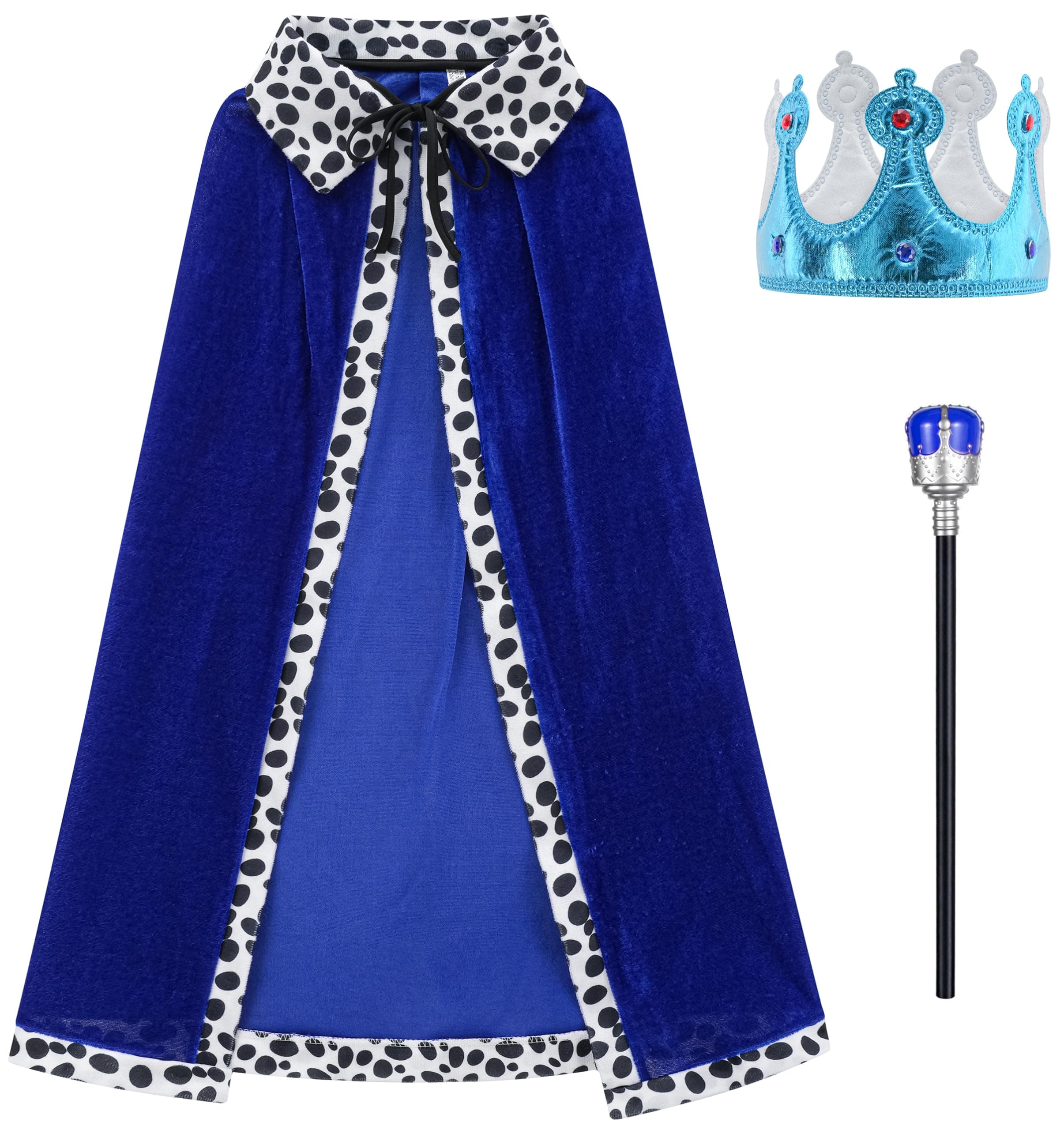 King Costume with Cloak Crown Scepter for Boys' Halloween Cosplay