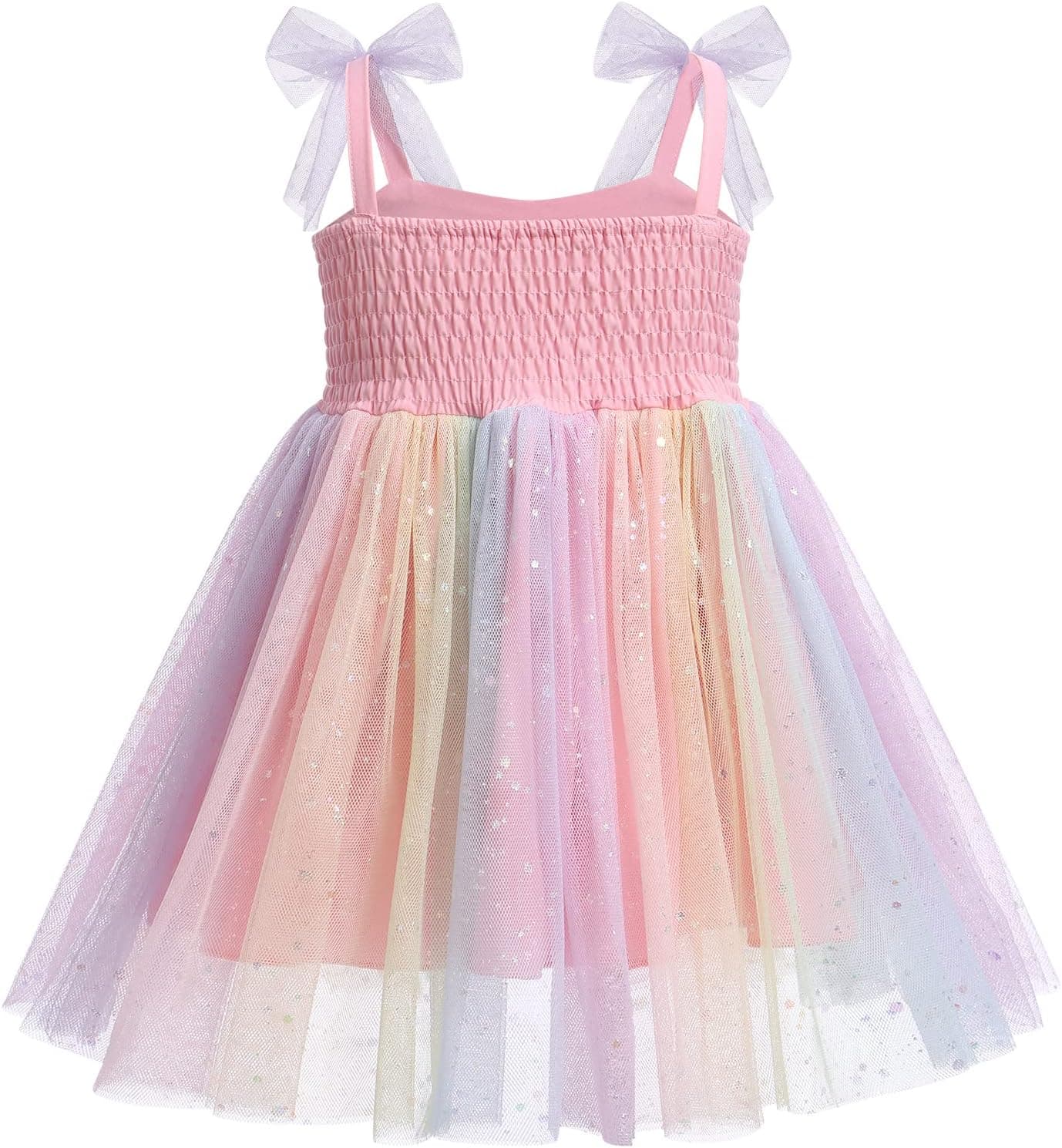 Toddler Baby Girl Birthday Princess Dress Shiny Confetti Boho Rainbow Cake Smash Photo Shoot Outfit for 1-6T