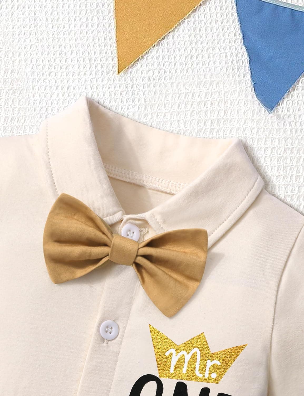 Baby Boy First Birthday Outfit Mr Onederful Bowtie Romper + Suspender Shorts+ Party Hat Cake Smash Outfits
