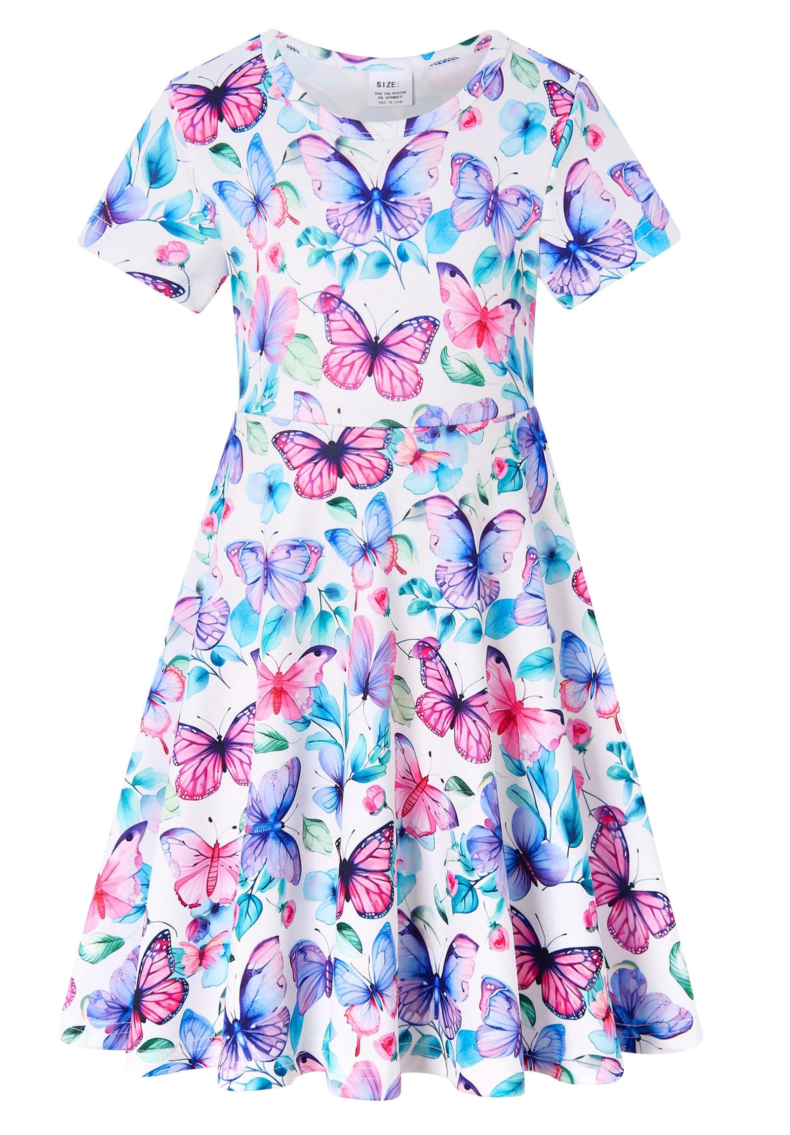 RAISEVERN Toddler Girls Short Sleeve Casual Midi Sundress 4-9T