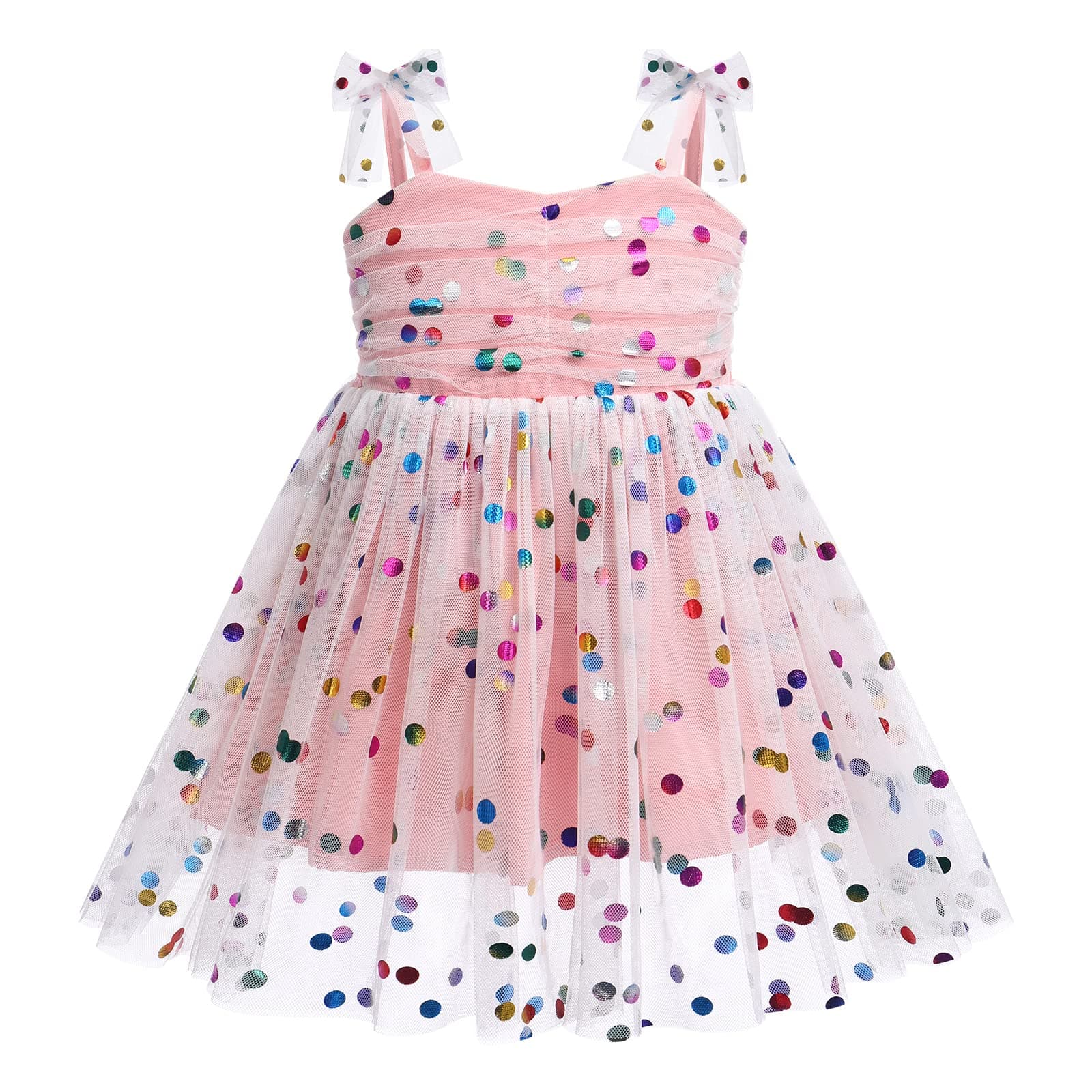 IDOPIP Baby Girls Tutu Sleeveless Backless Birthday Sundress Sequin Ruffle Tulle