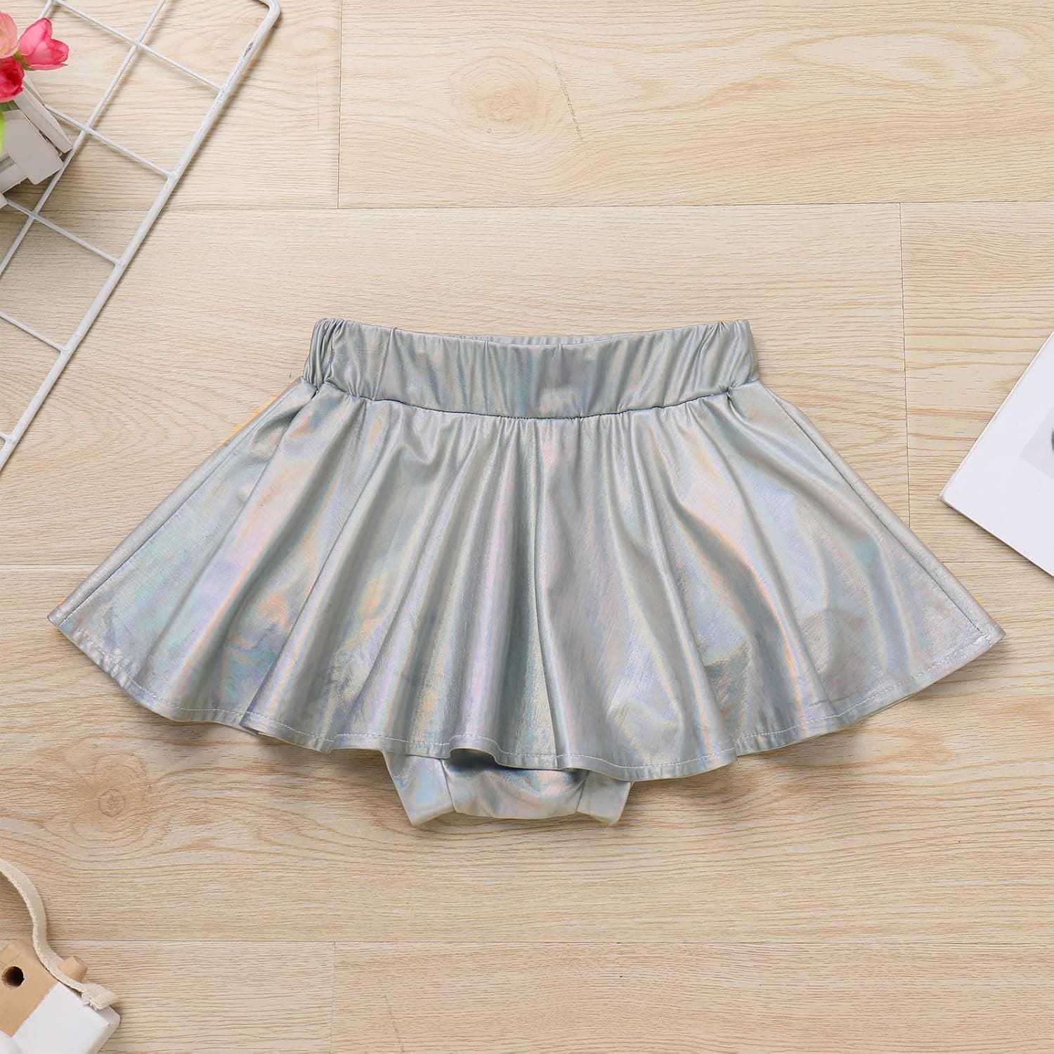 Baby Girls 1st Birthday Girl Outfit Romper + Metallic Ruffle Shorts Tutu + Headband Cake Smash Photo Shoot