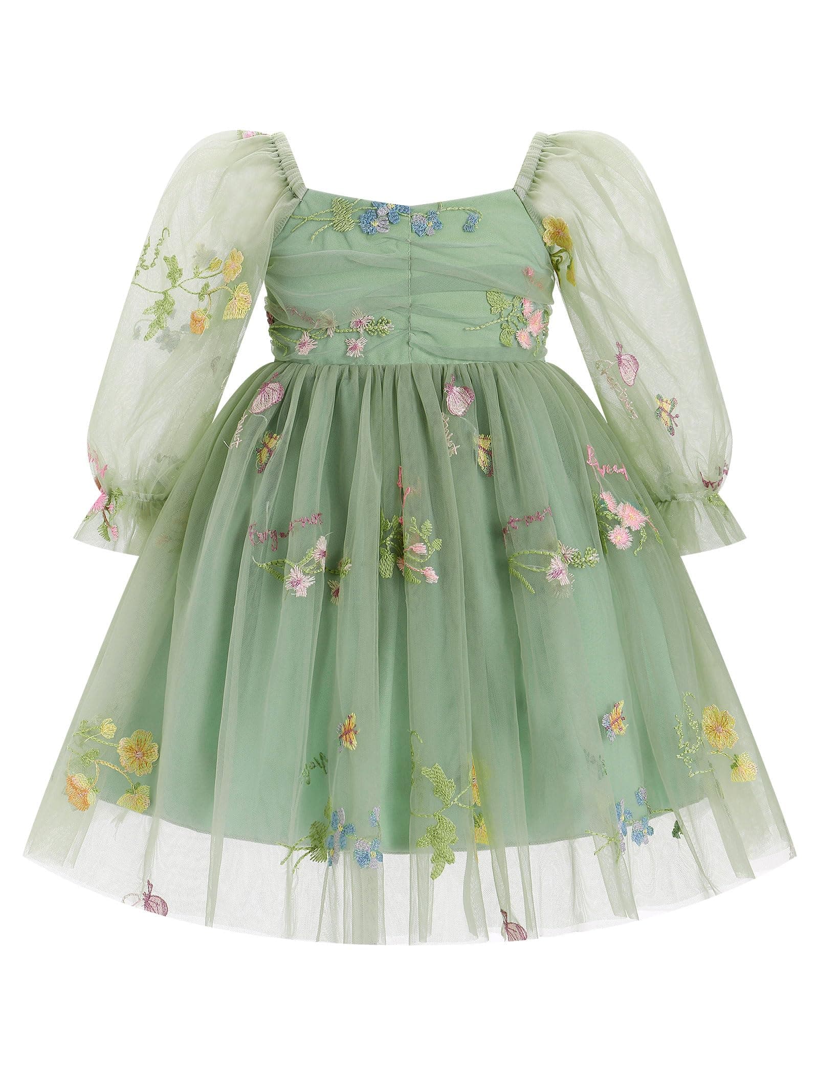 Toddler Girl Birthday Dress with Floral Print and Long Sleeves