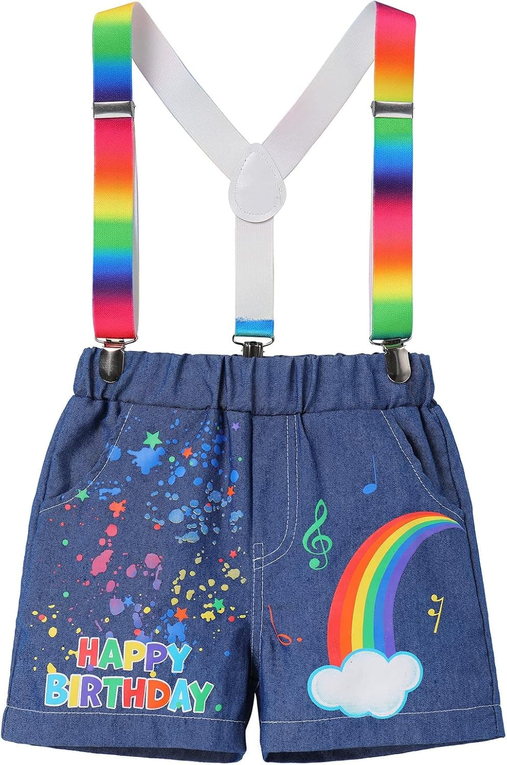 Toddler Boys Melon Birthday Outfit Romper Top + Jeans Shorts + Suspenders Cake Smash Photo Shoot Summer Clothes 1-5T