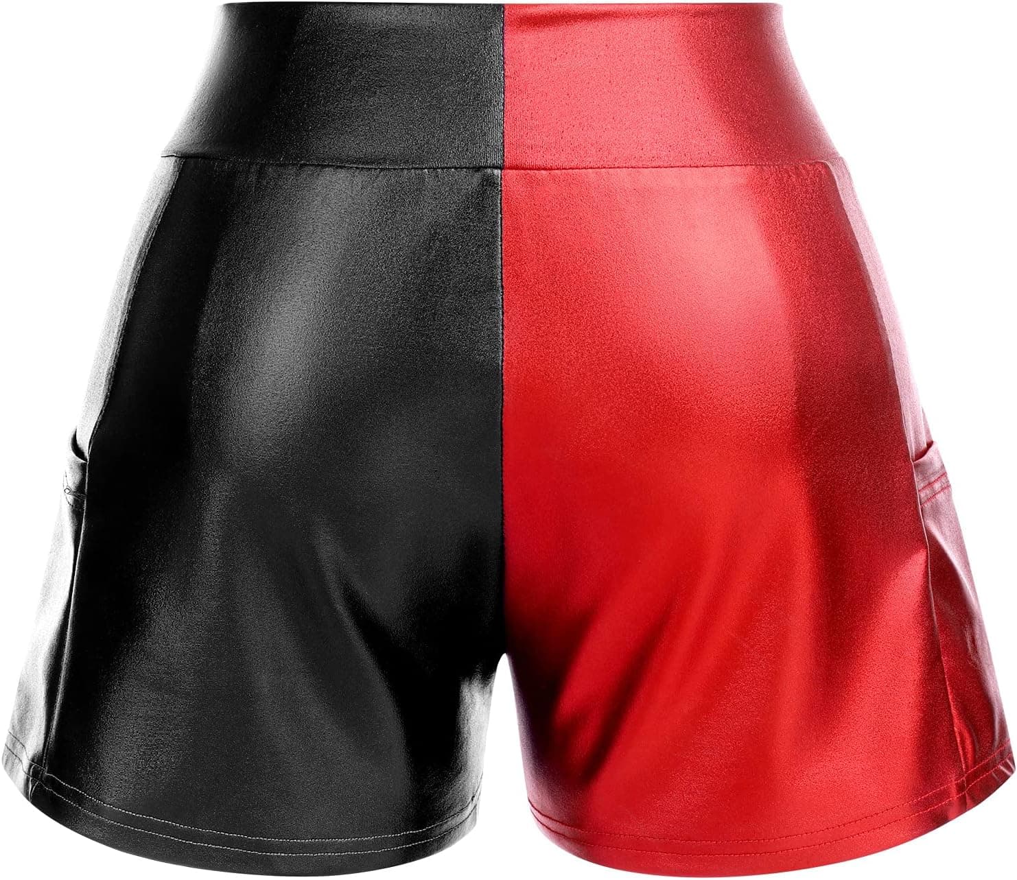 Women's Metallic Rave Shorts Shiny Hot Pants Color Block Disco Dance Bottoms Halloween Cosplay Clubwear Costumes