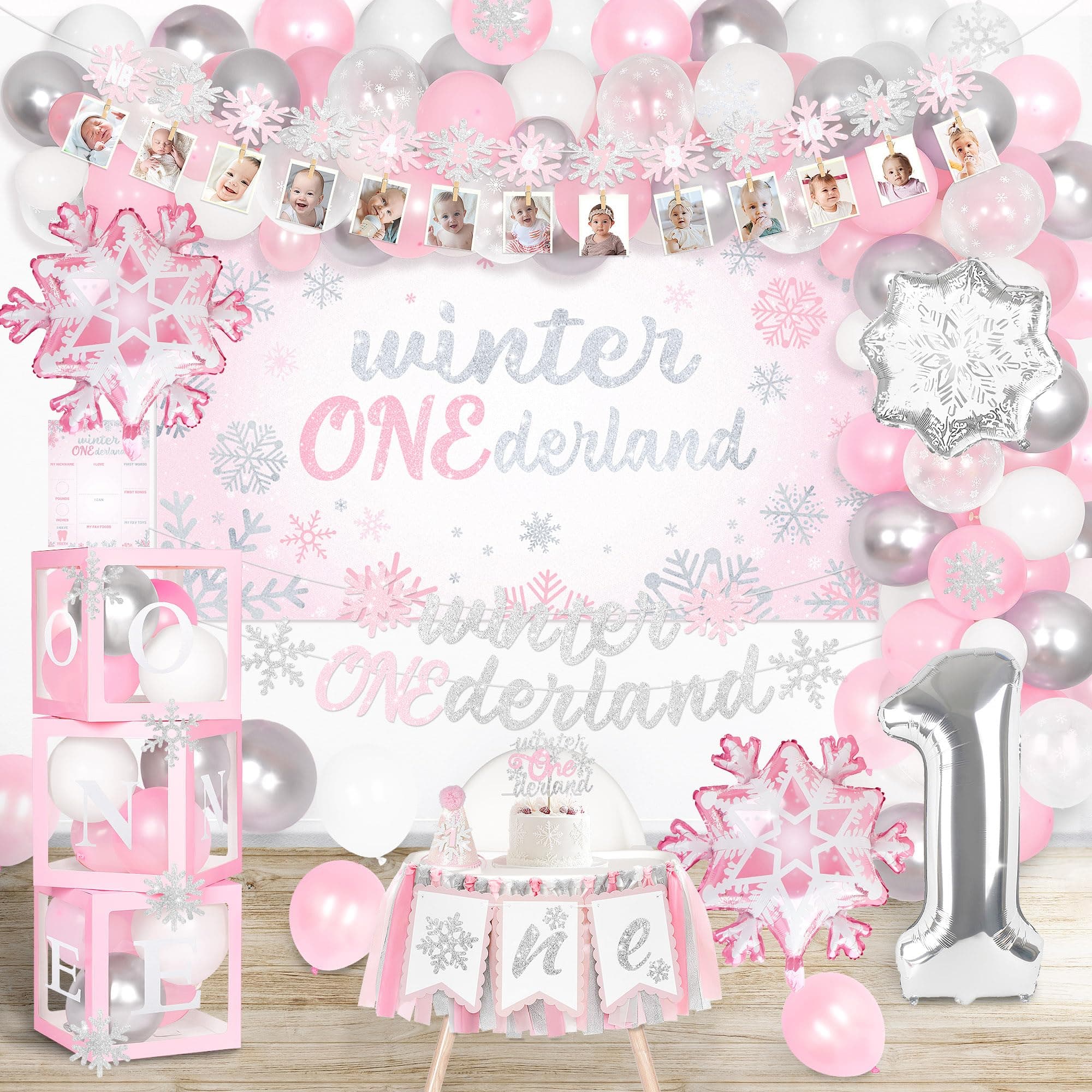 Winter Onederland Birthday Party Decorations for Girls' 1st Birthday