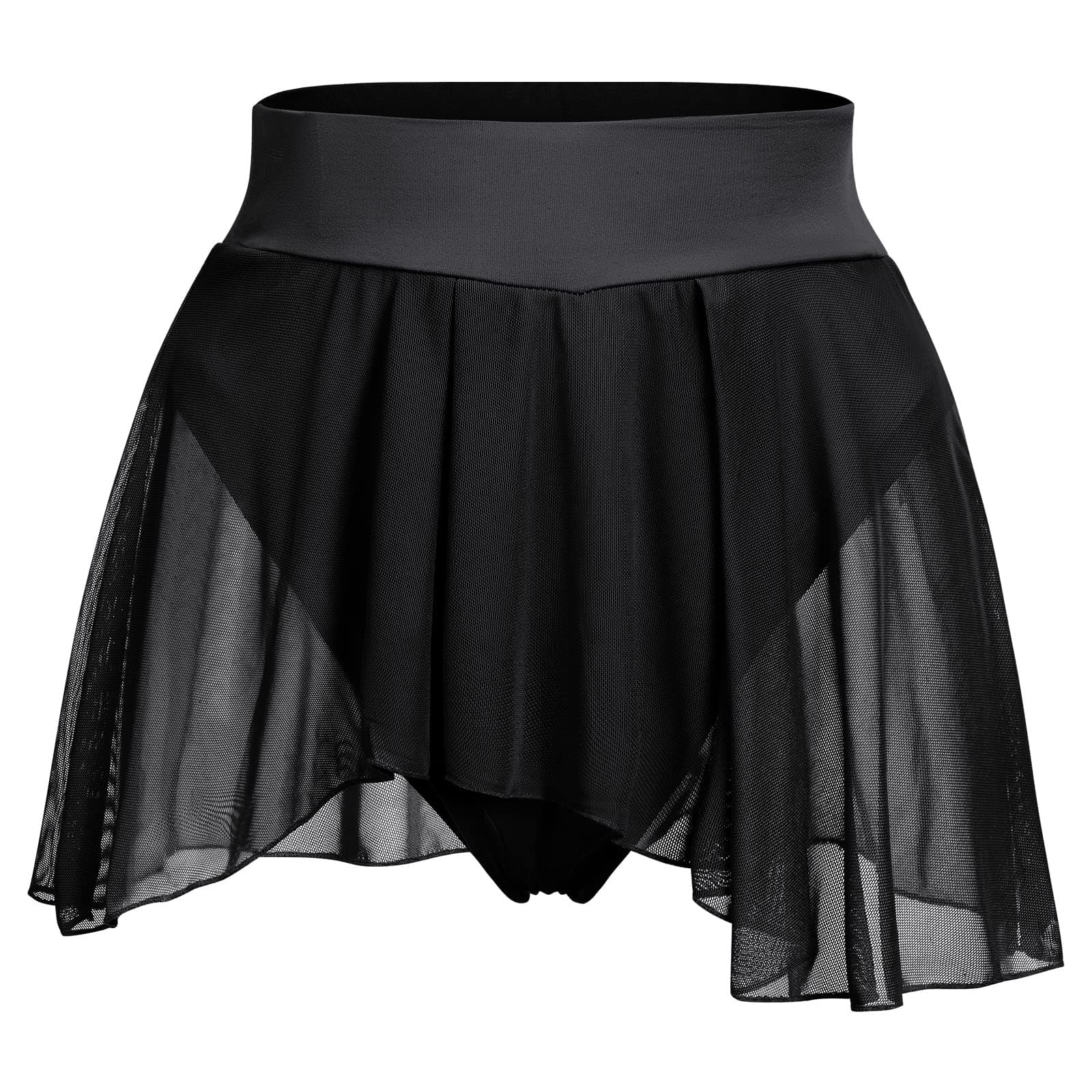ABAFIP Women's Ruffle Mesh Tulle Dance Shorts with Elastic Waist