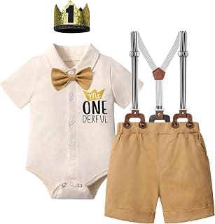 Baby Boy First Birthday Outfit Mr Onederful Bowtie Romper + Suspender Shorts+ Party Hat Cake Smash Outfits