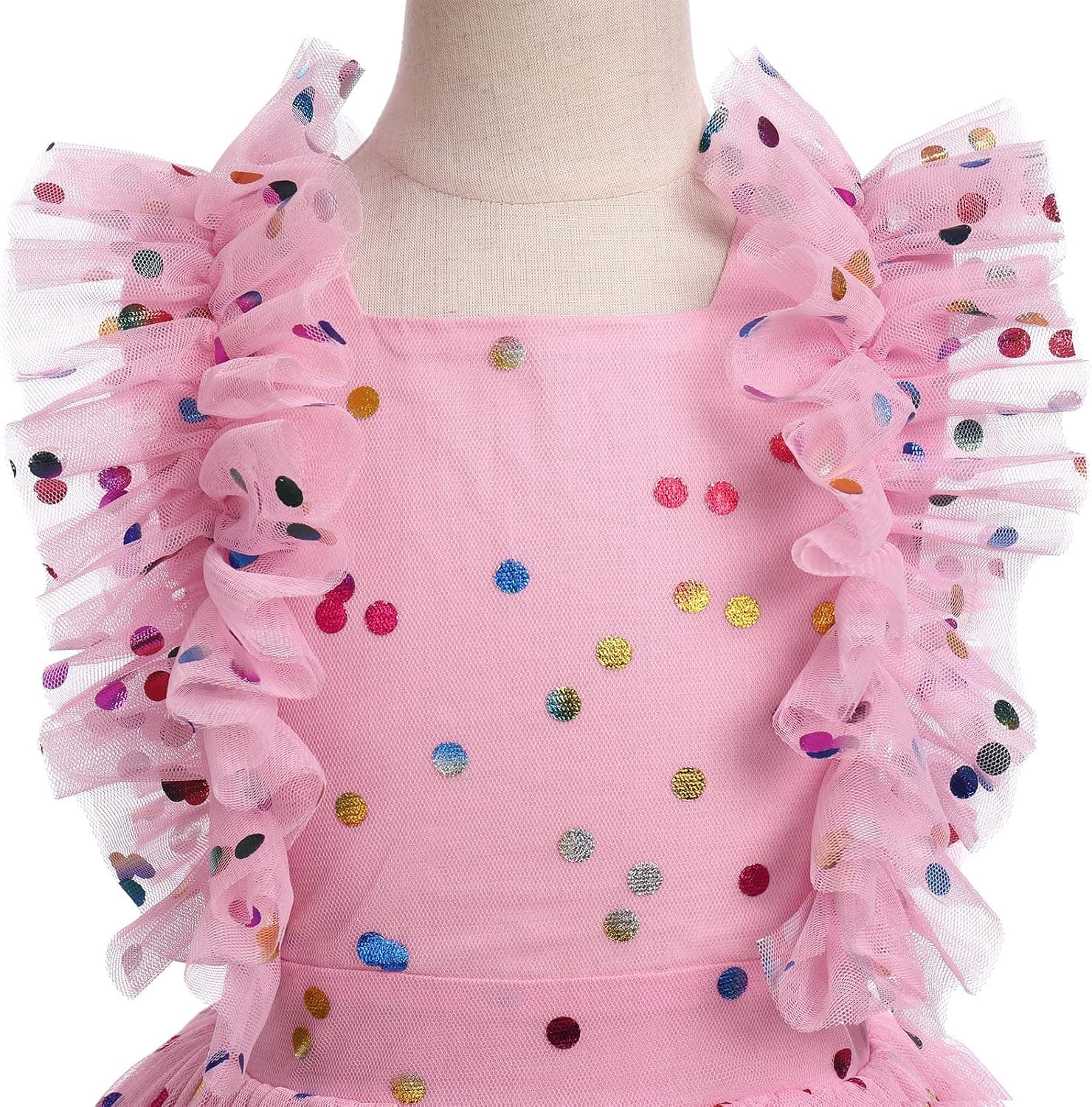 Kids Girls Confetti Birthday Princess Dress Ruffle Sleeve Boho Cake Smash Photo Shoot Outfit 3-10T