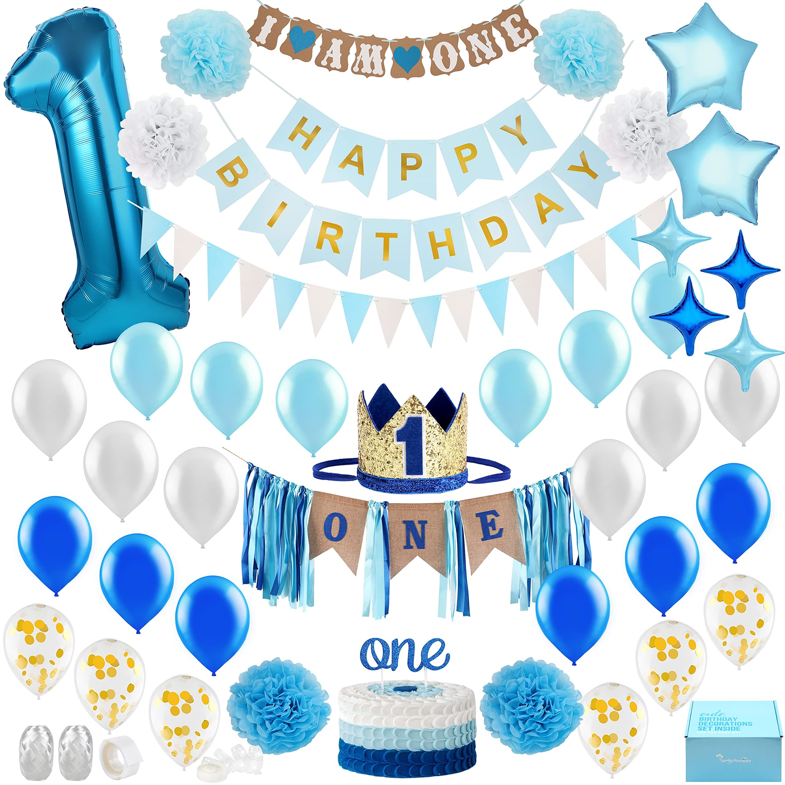 First Birthday Boy Decorations Bundle