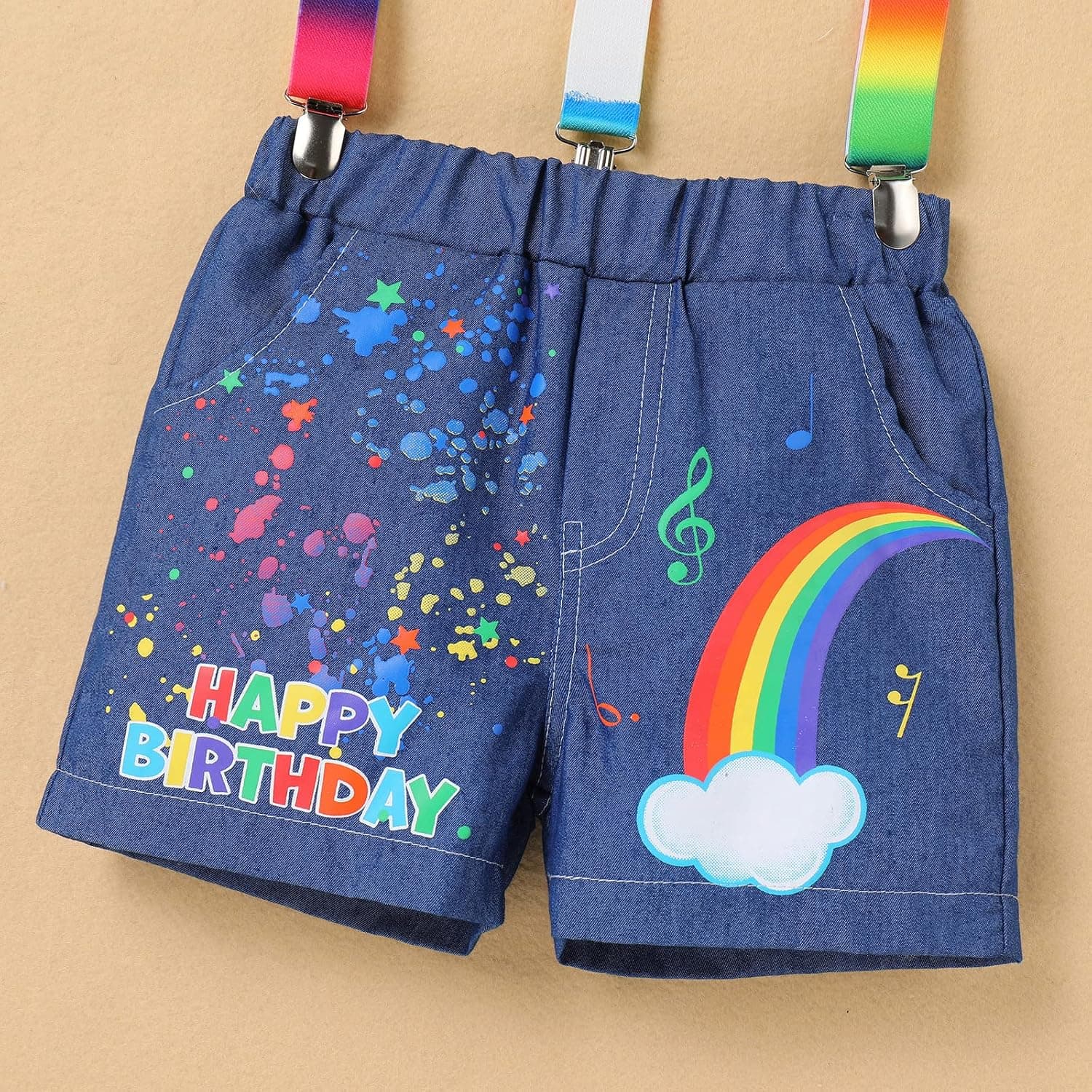 Toddler Boys Melon Birthday Outfit Romper Top + Jeans Shorts + Suspenders Cake Smash Photo Shoot Summer Clothes 1-5T