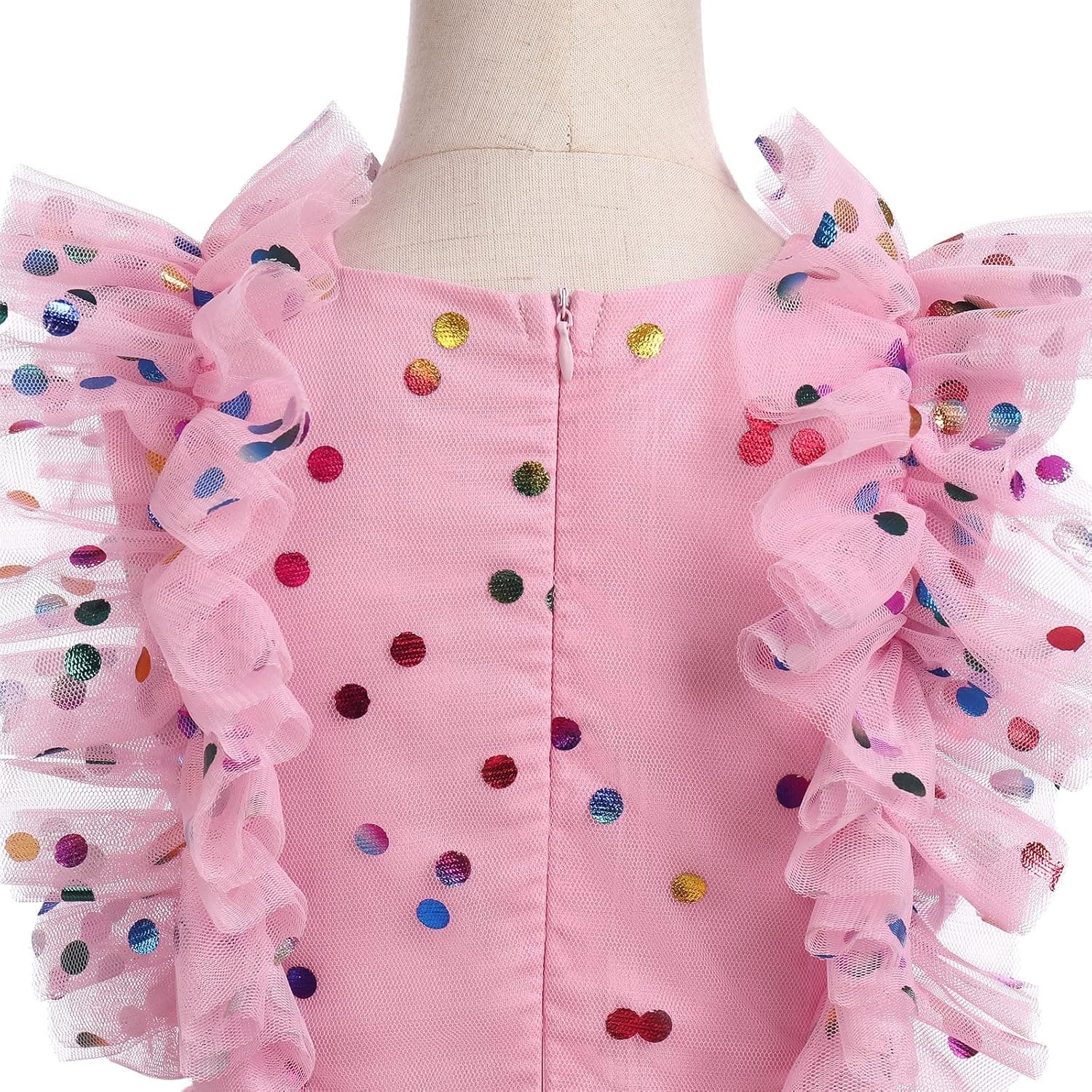 Kids Girls Confetti Birthday Princess Dress Ruffle Sleeve Boho Cake Smash Photo Shoot Outfit 3-10T