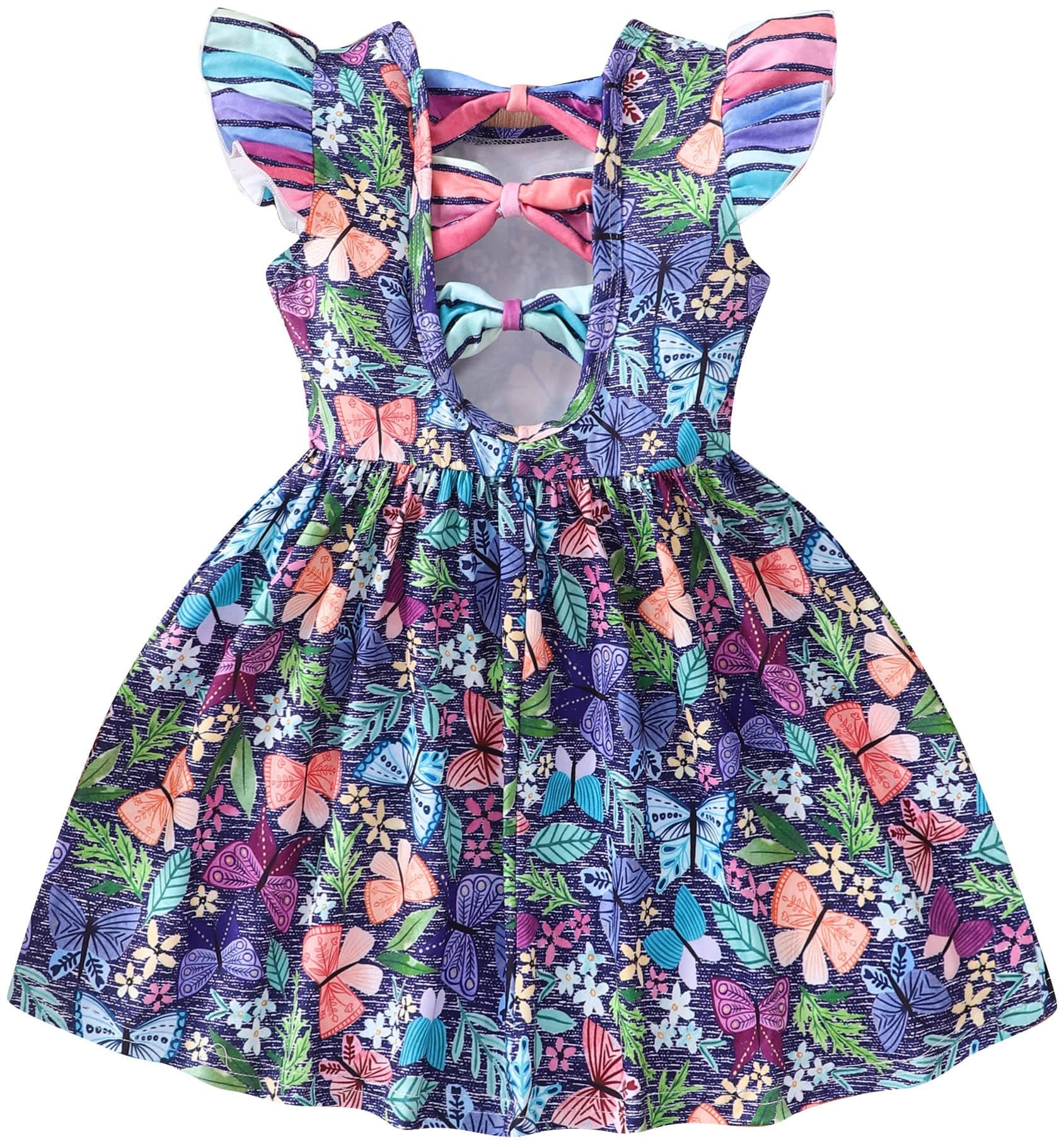 Popshion Girls' Leopard Print Sleeveless Sundress with Back Bowknot