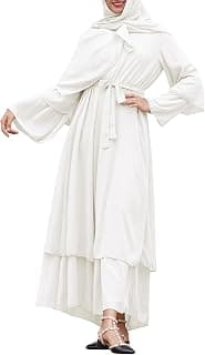 Women Muslim Abaya Chiffon Long Sleeve Maxi Dress Loose Full Cover East Arabian Robe Dubai Islamic Prayer Clothes